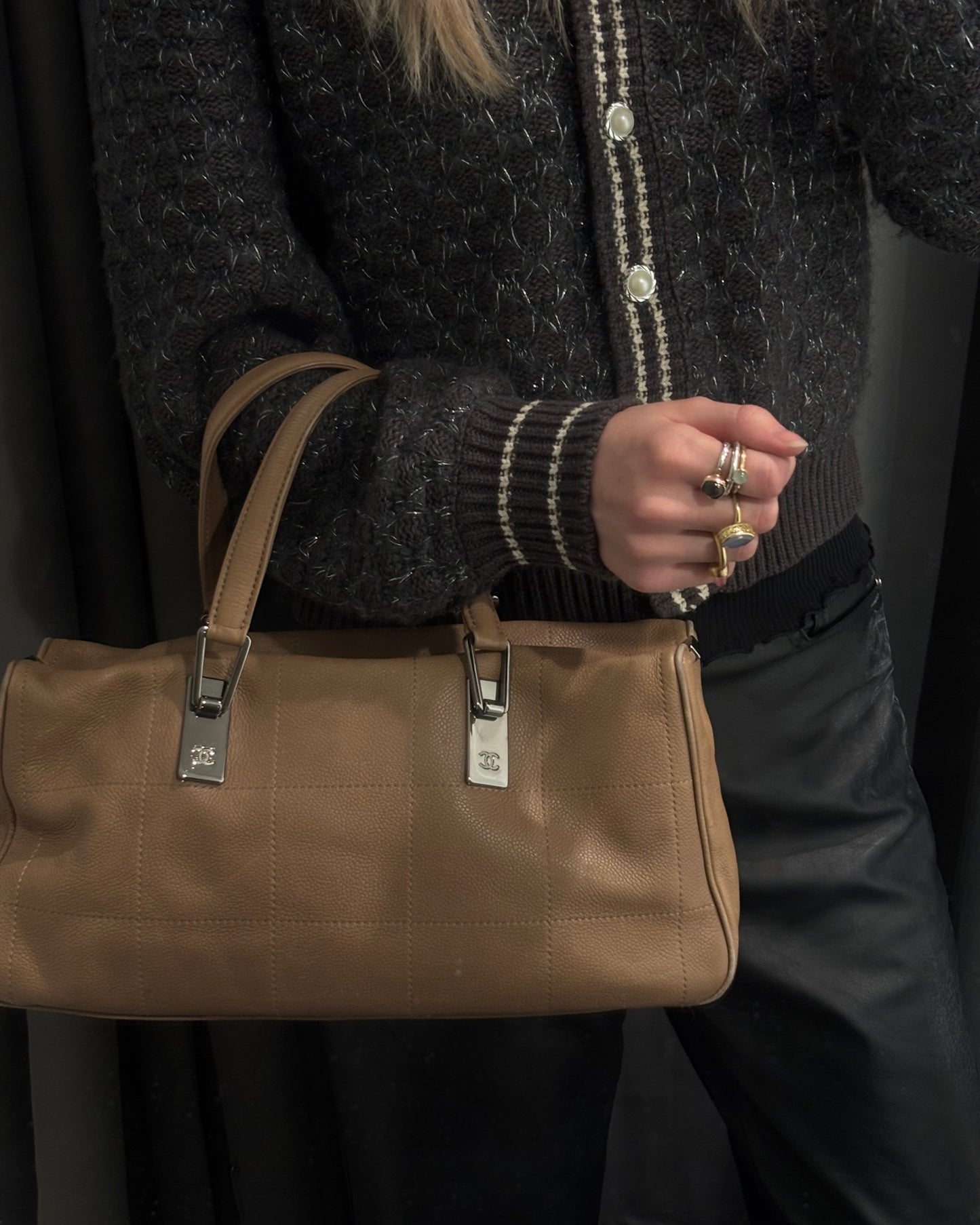 Chanel Bag - Chocobar – Beige/Dusty Rose Leather & Silver Hardware