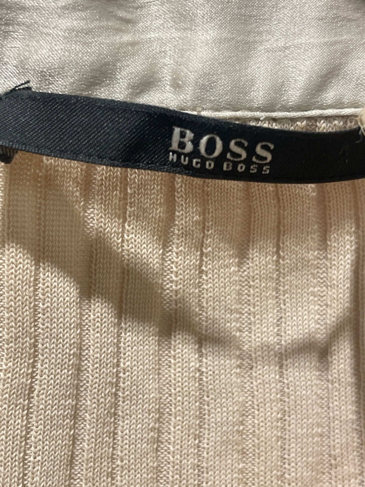 BOSS - Ribbed Knit Polo Shirt – Beige - S
