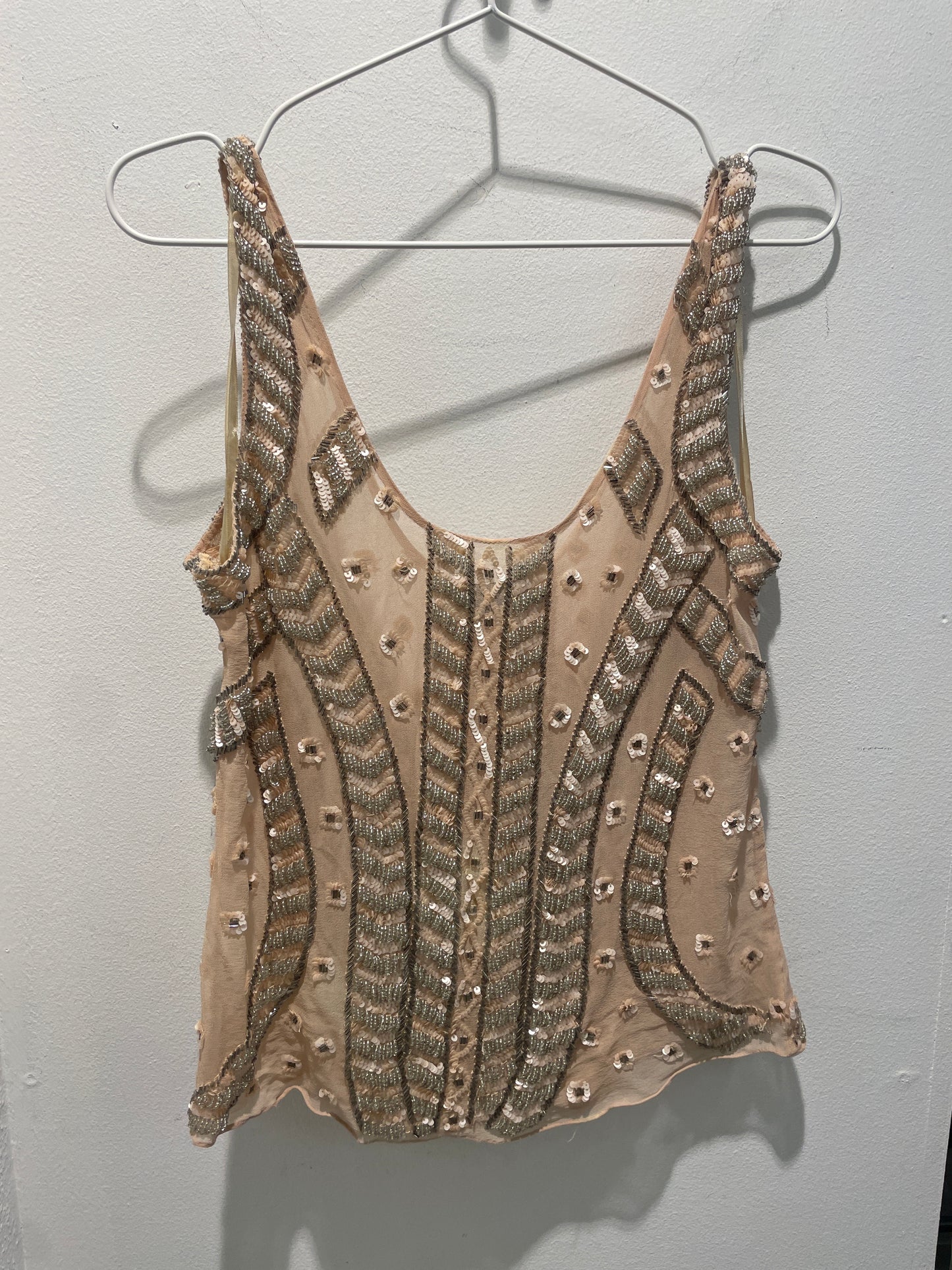 Diamond for Eden - top - Nude w. paillets & beads - S/M