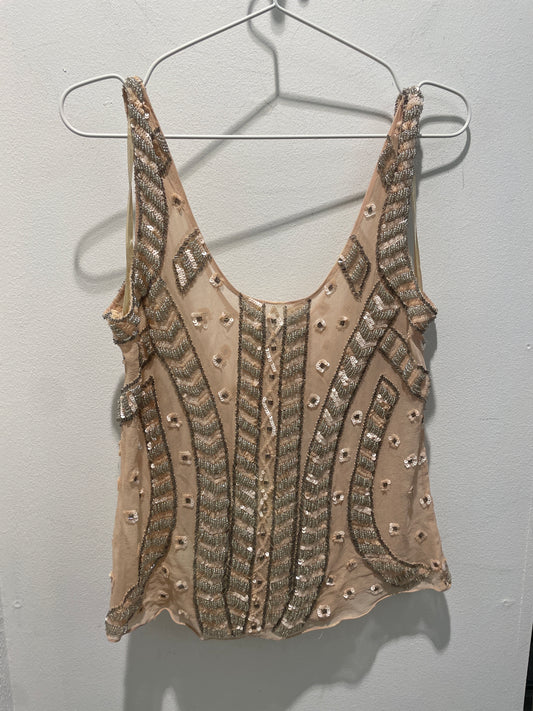 Diamond for Eden - top - Nude w. paillets & beads - S/M
