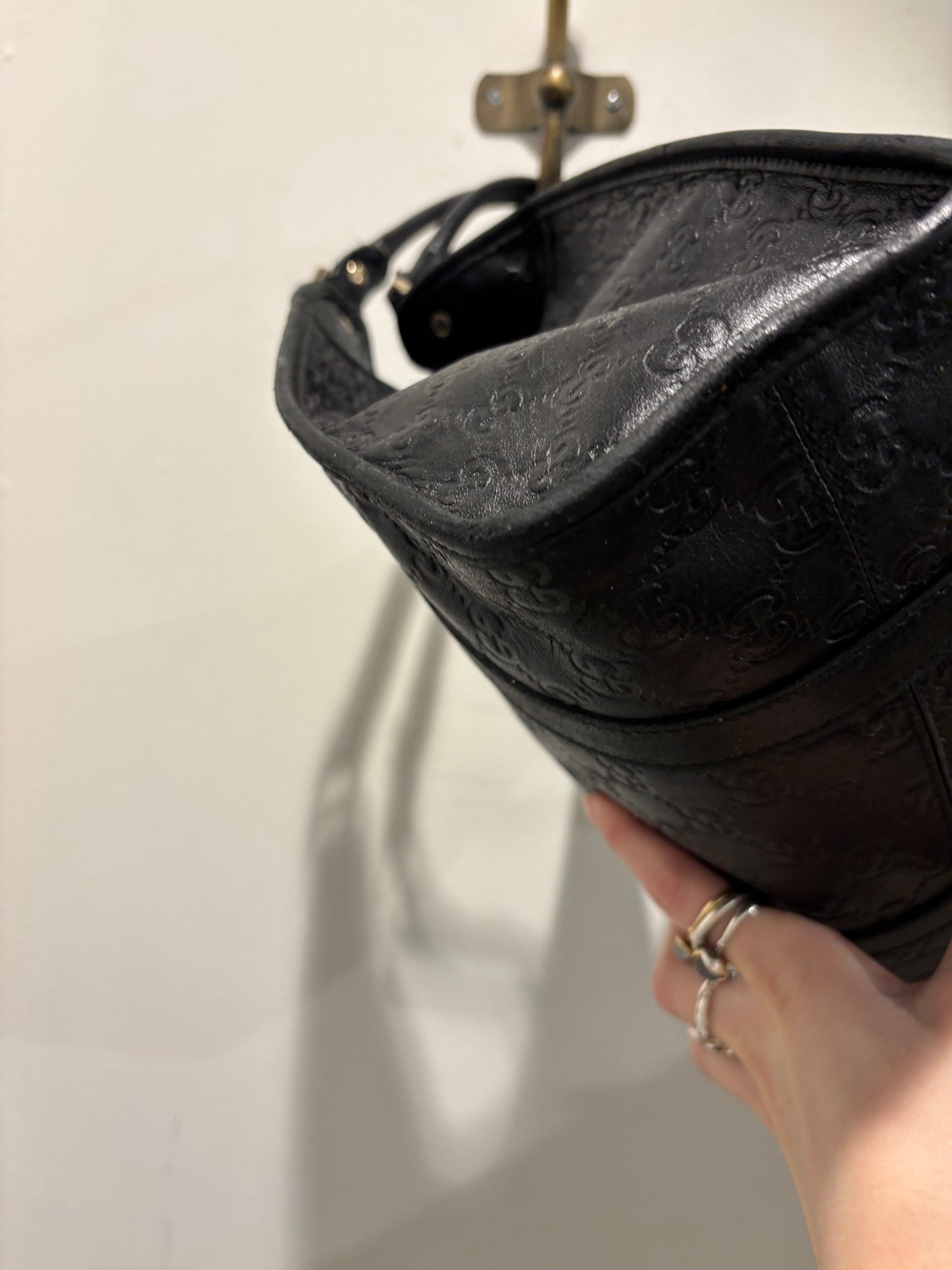 Gucci Guccissima Bag - Black Monogram Leather & Gold Hardware