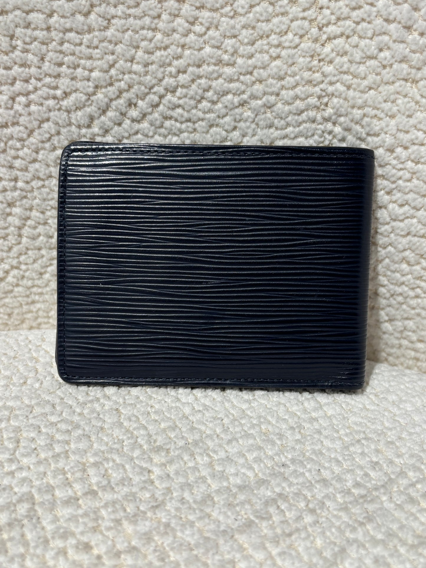 Louis Vuitton Wallet – Navy Leather with Embossed Logo