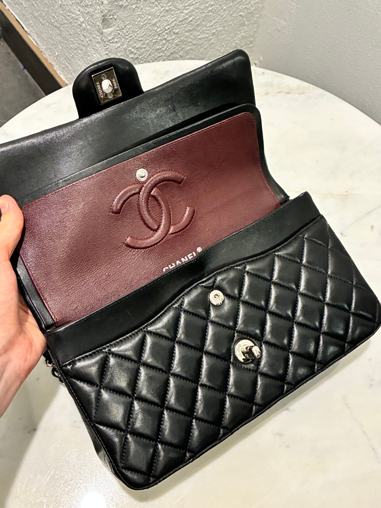 Chanel Classic Flap Medium - Black Lambskin & Silver Hardware - 2020 - FULL SET!