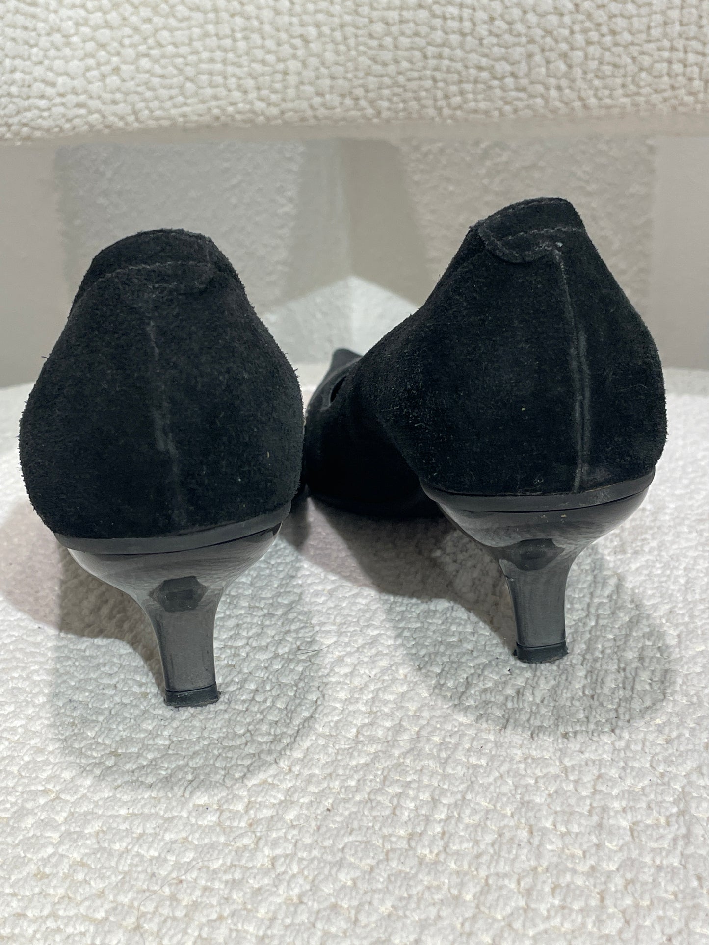 Janet & Janet Heels – Black suede and croco leather - 37