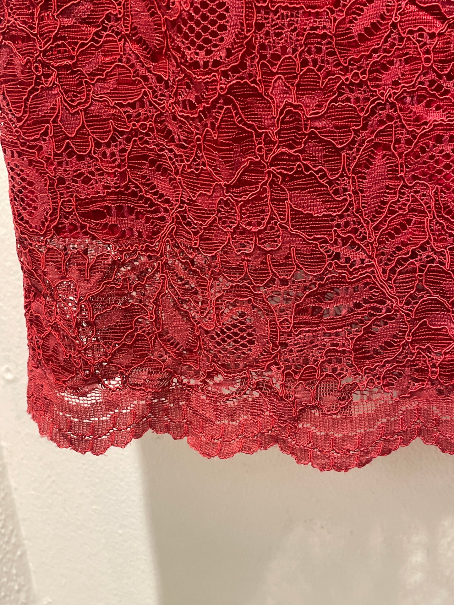 Stasia Premium Raspberry Red Lace Pencil Skirt  - S