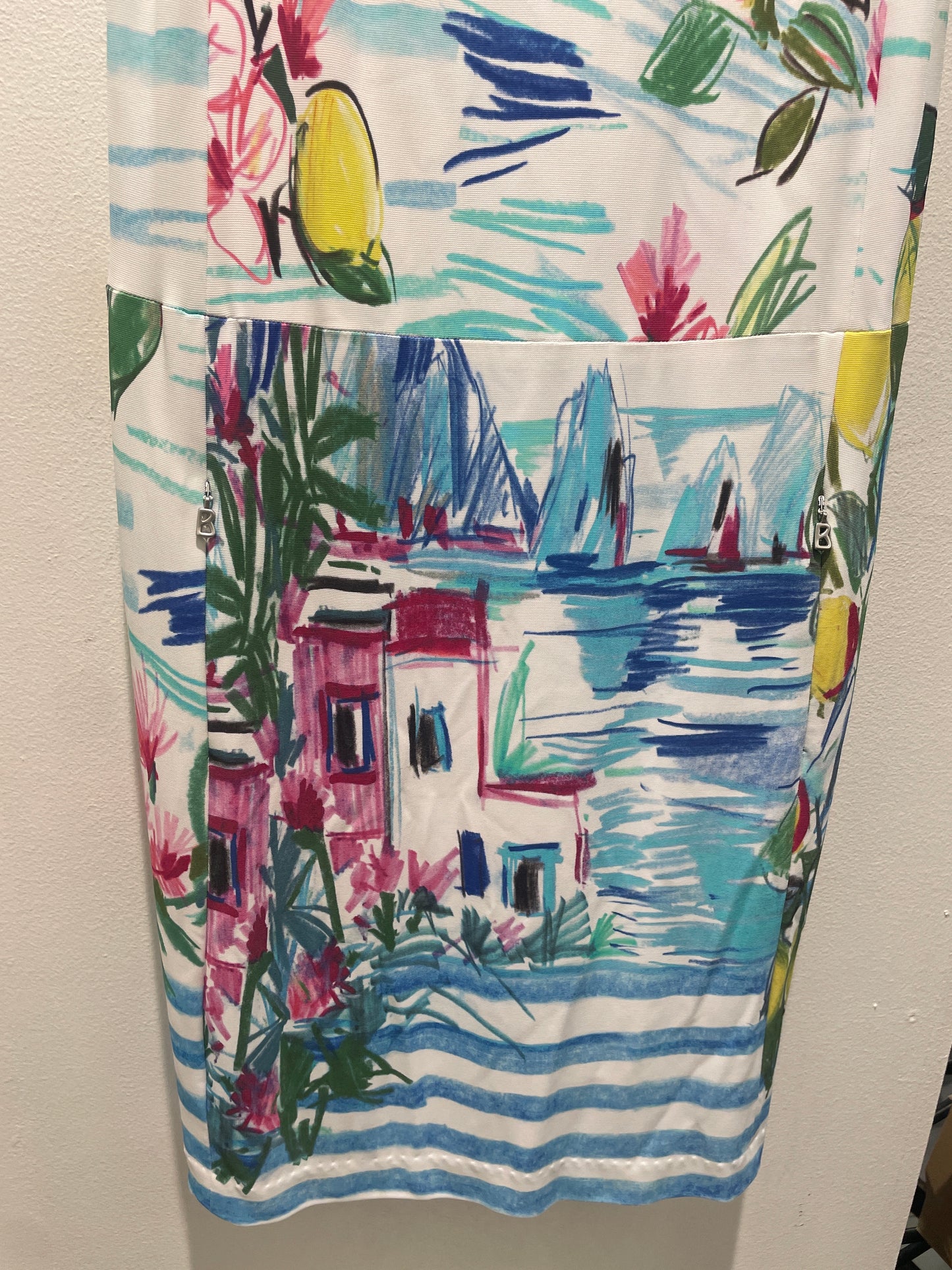 Vintage Bogner Sleeveless Dress with Scenic Riviera Print -