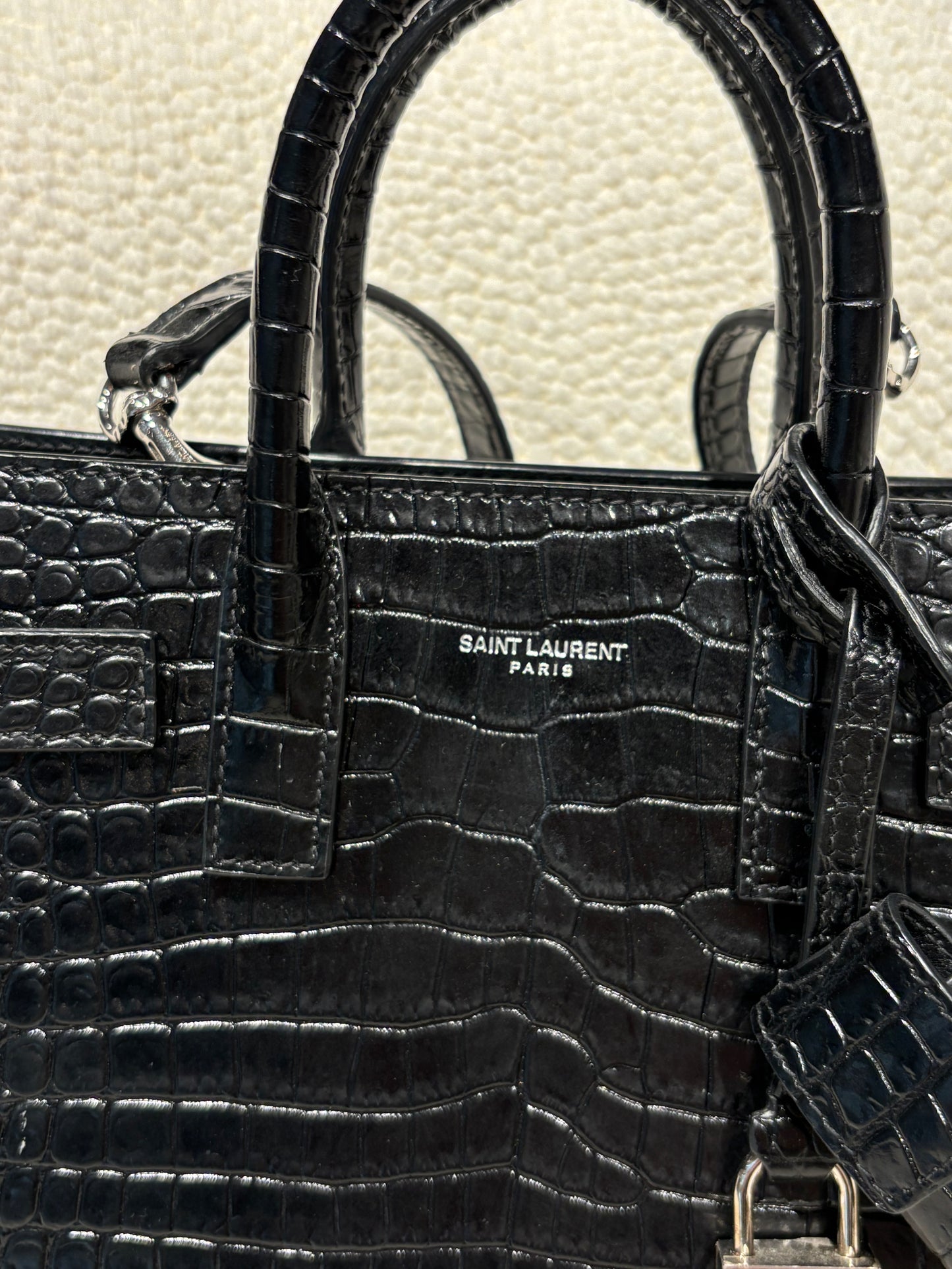 Saint Laurent Bag – Alligator-Embossed Leather - Black