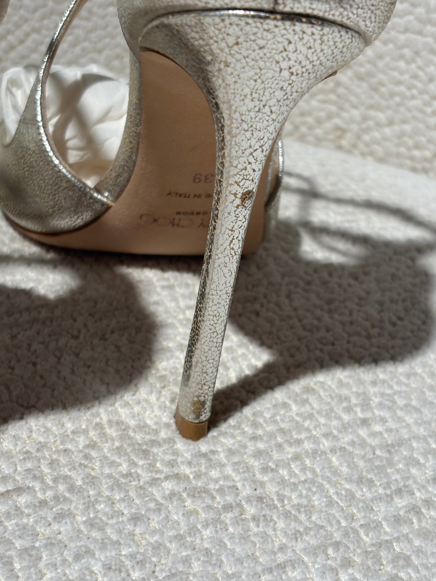 Jimmy Choo Heels – Silver Leather - EU 39