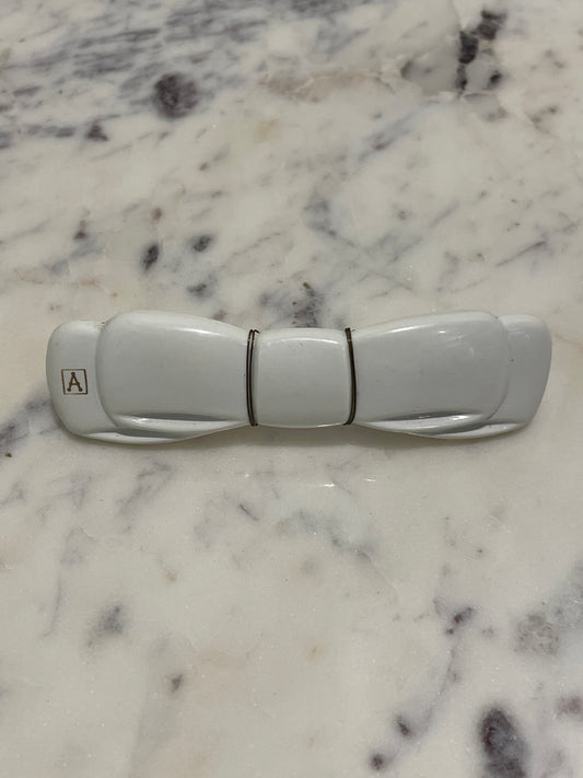 Alexandre de Paris Bow Barrette – White & Gold - M