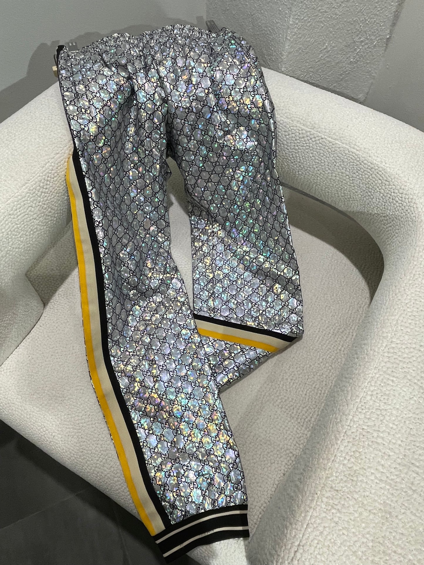 Gucci - Silver monogram pants with iridescent finish - S/M