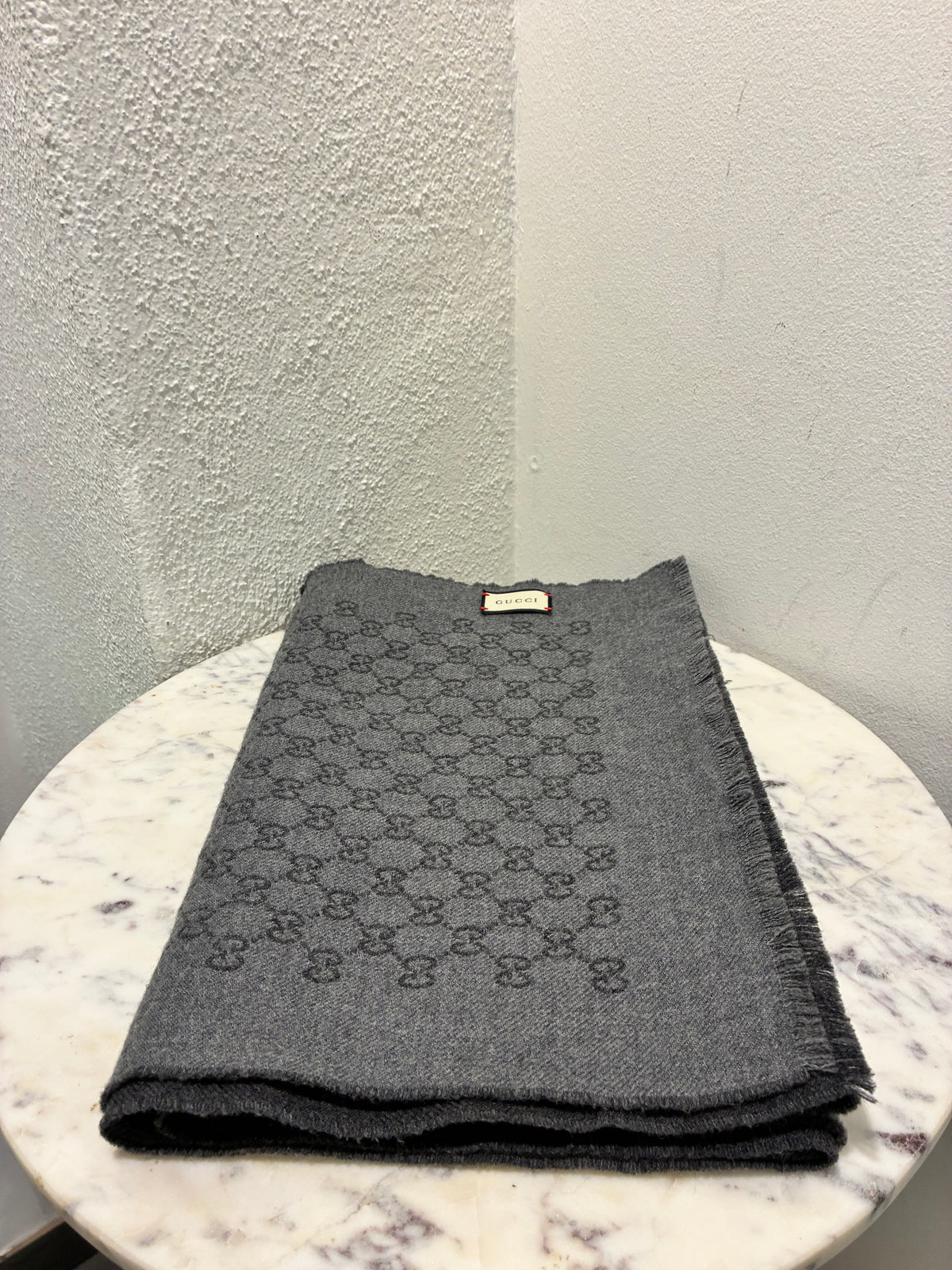 Gucci Monogram Scarf - Dark & Light Grey