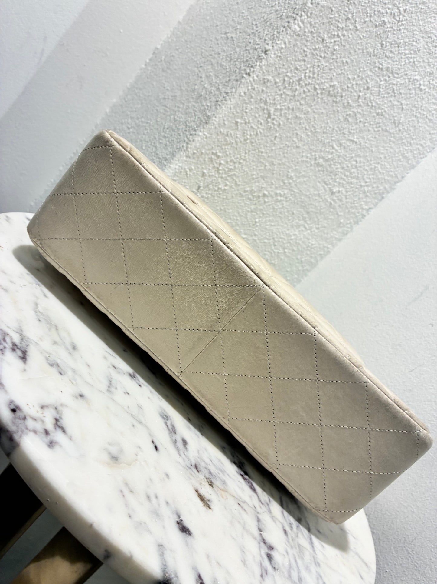 Chanel Classic Double Flap – Jumbo - Beige Lambskin & Dark Silver Hardware