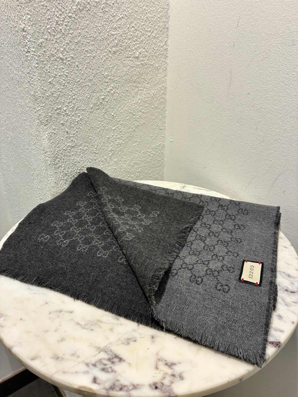 Gucci Monogram Scarf - Dark & Light Grey