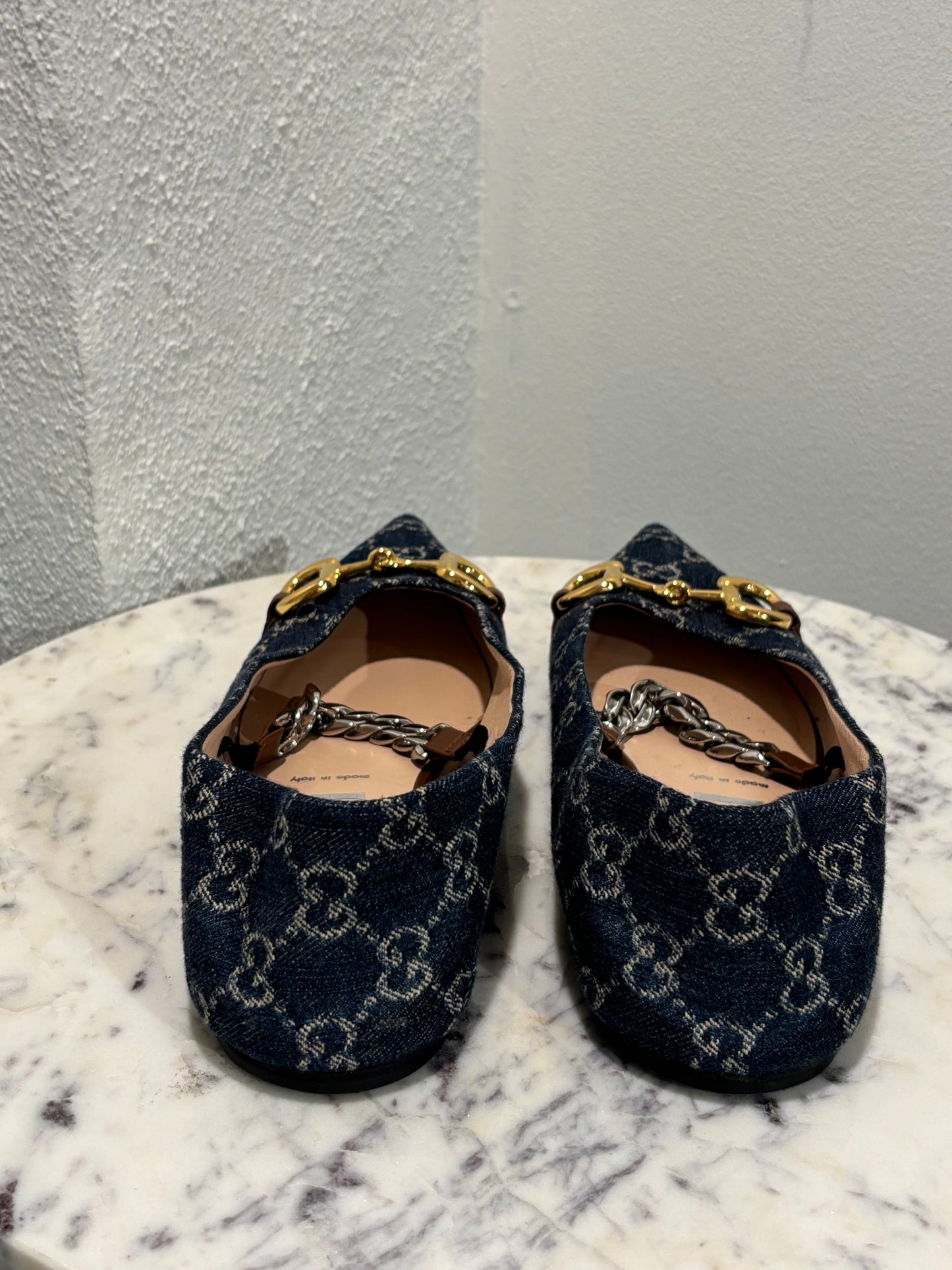 Gucci - Denim Ballerinas - GG Monogram - EU40 - Medinas Wardrobe