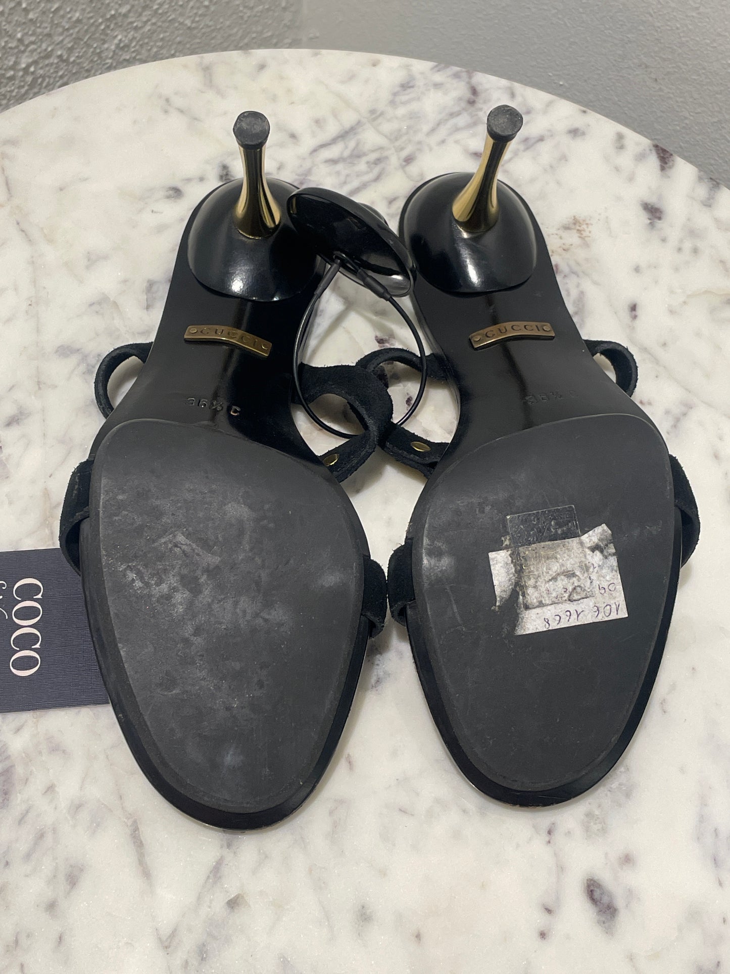 Gucci Black Suede Gold O-Ring Mule Sandals – EU 36.5C