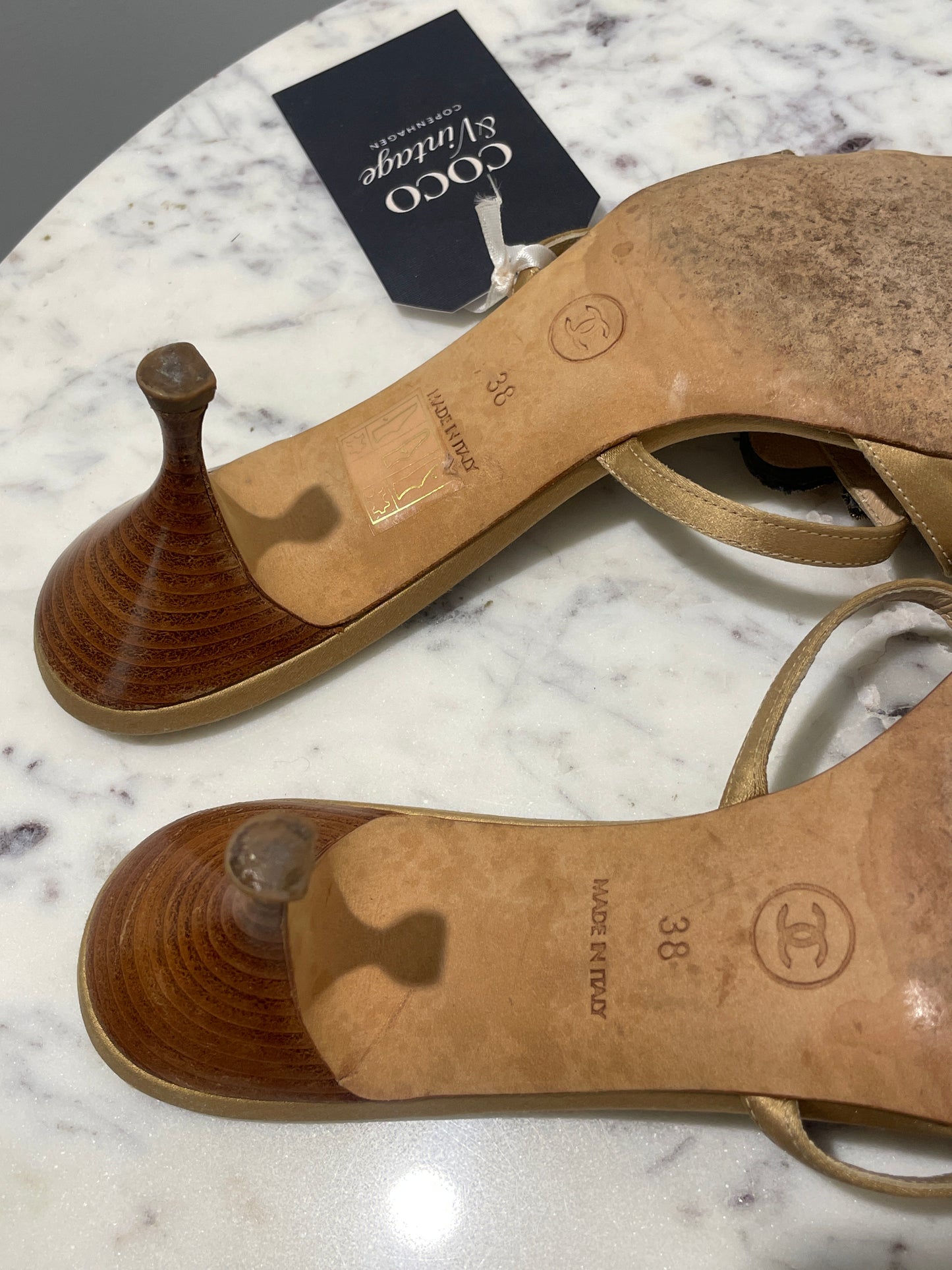Chanel Metallic Gold Quilted Gripoix Kitten Mules – EU 38