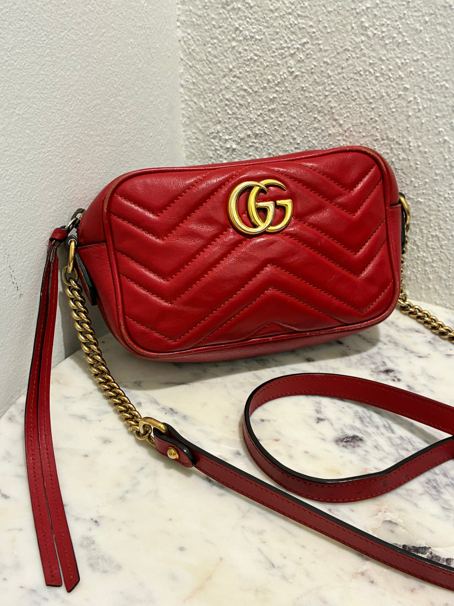 Gucci Mini Marmont Bag - Red Leather & Gold Hardware