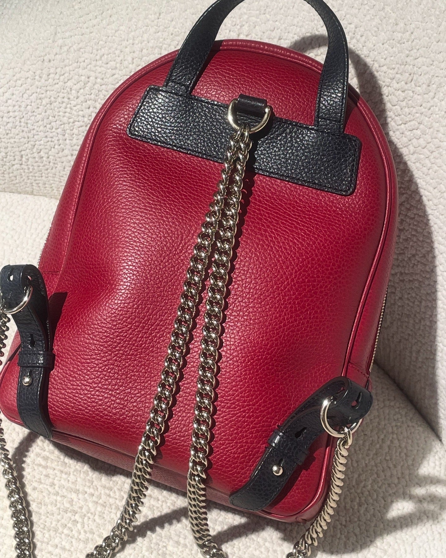 Gucci Soho Backpack - Red & Navy Leather & GG Logo