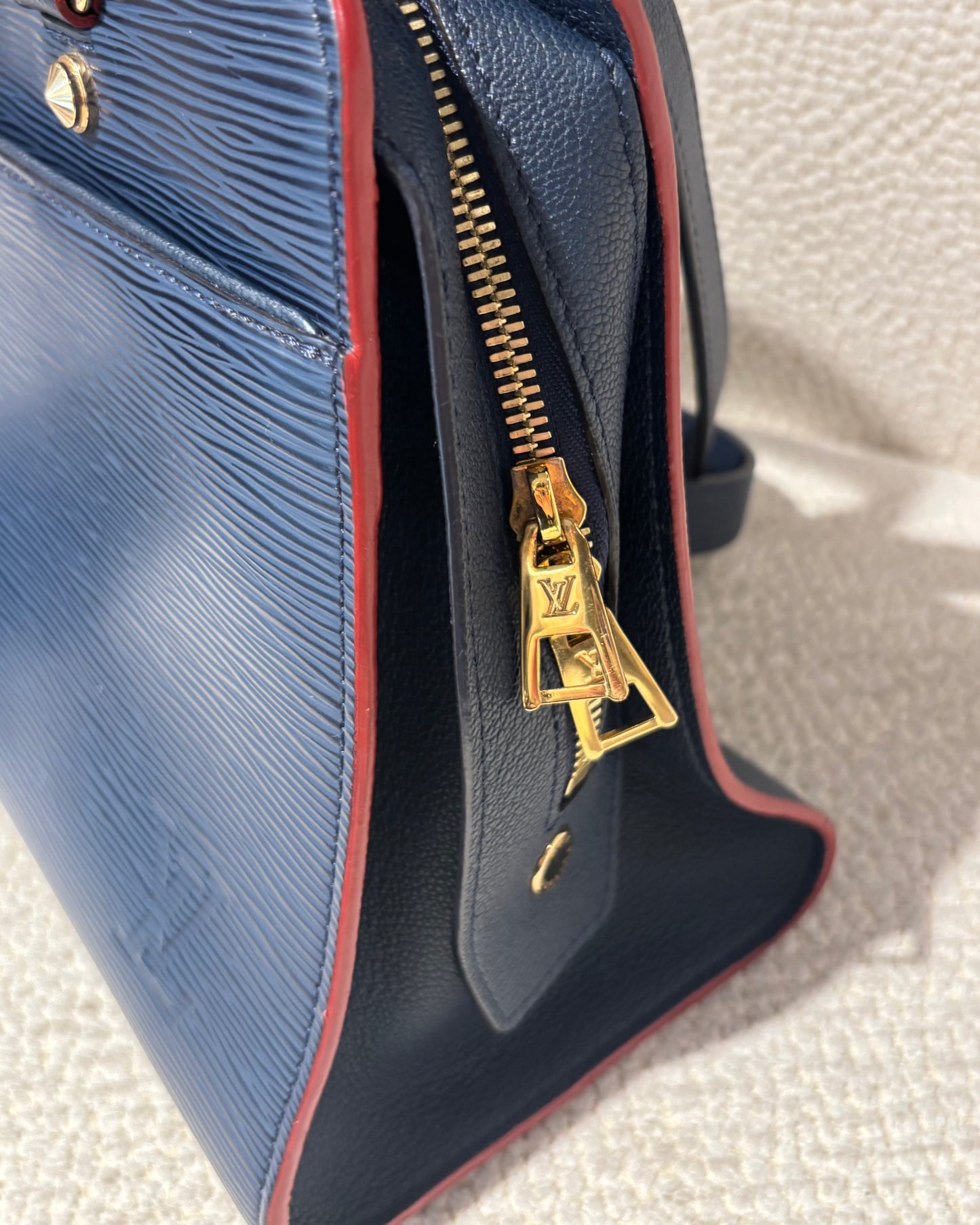 Louis Vuitton Satchel – Blue Epi Leather with Red Trim