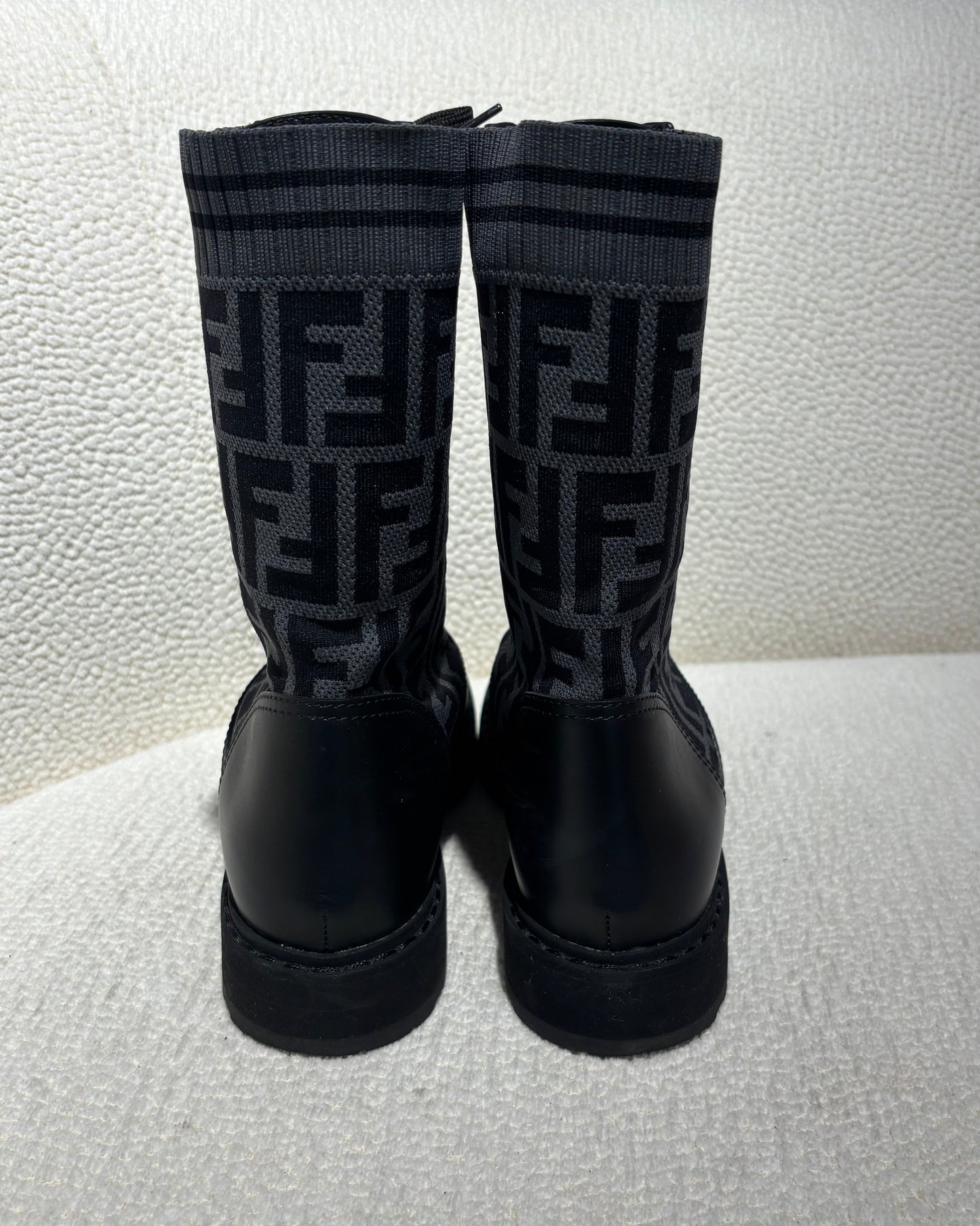 Fendi Boots - Leather & Stretch - Black & Grey