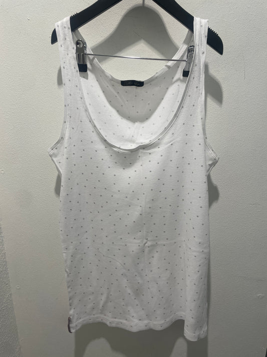 Stella Nova Vintage White Tank Top with tiny Grey Dots - S