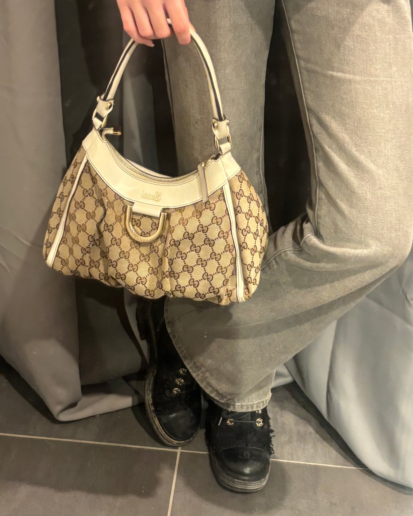Gucci Abby Bag – Ecru Leather & Beige Monogram