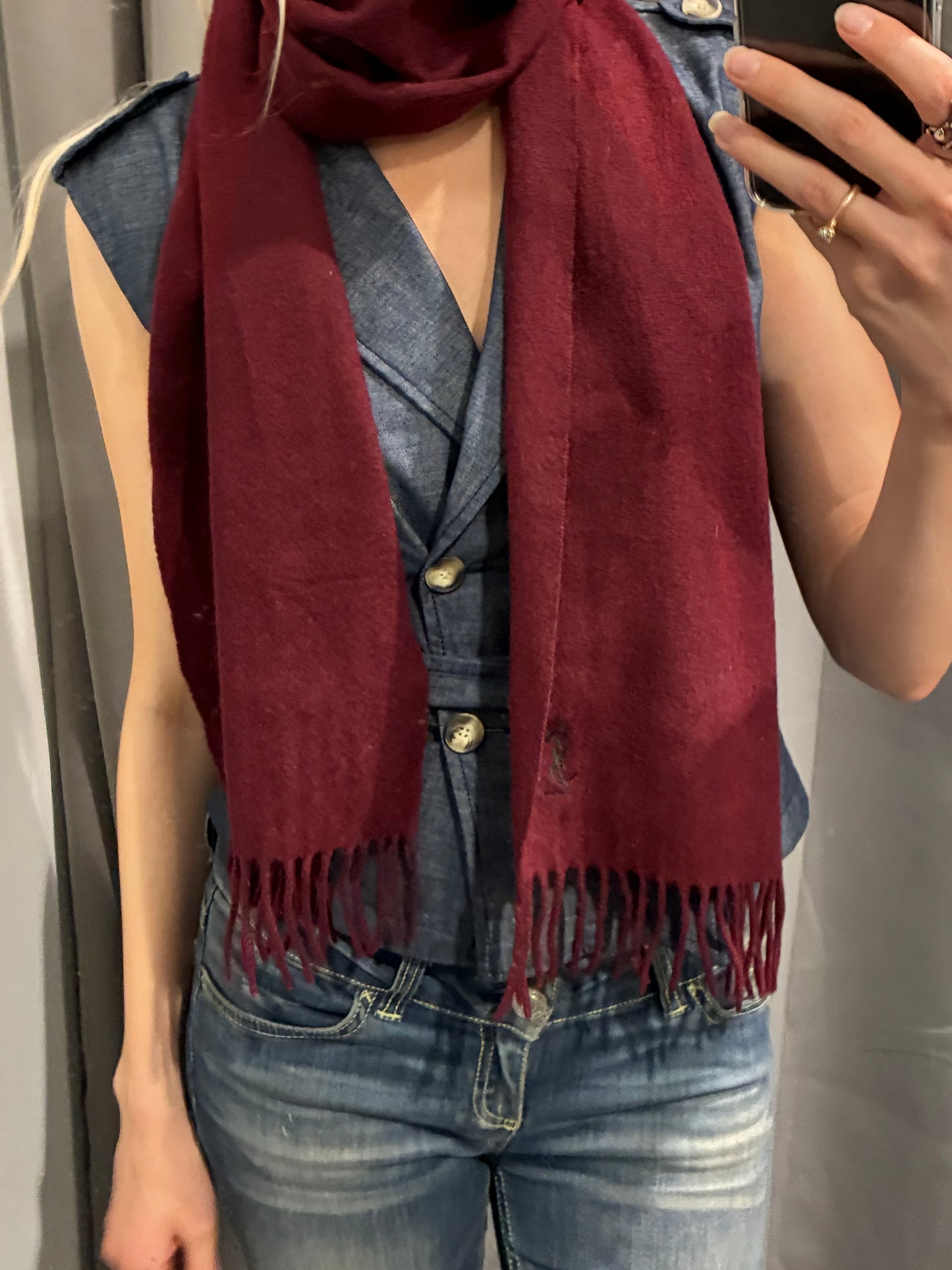 YSL Scarf - Cashmere - Burgundy & Black