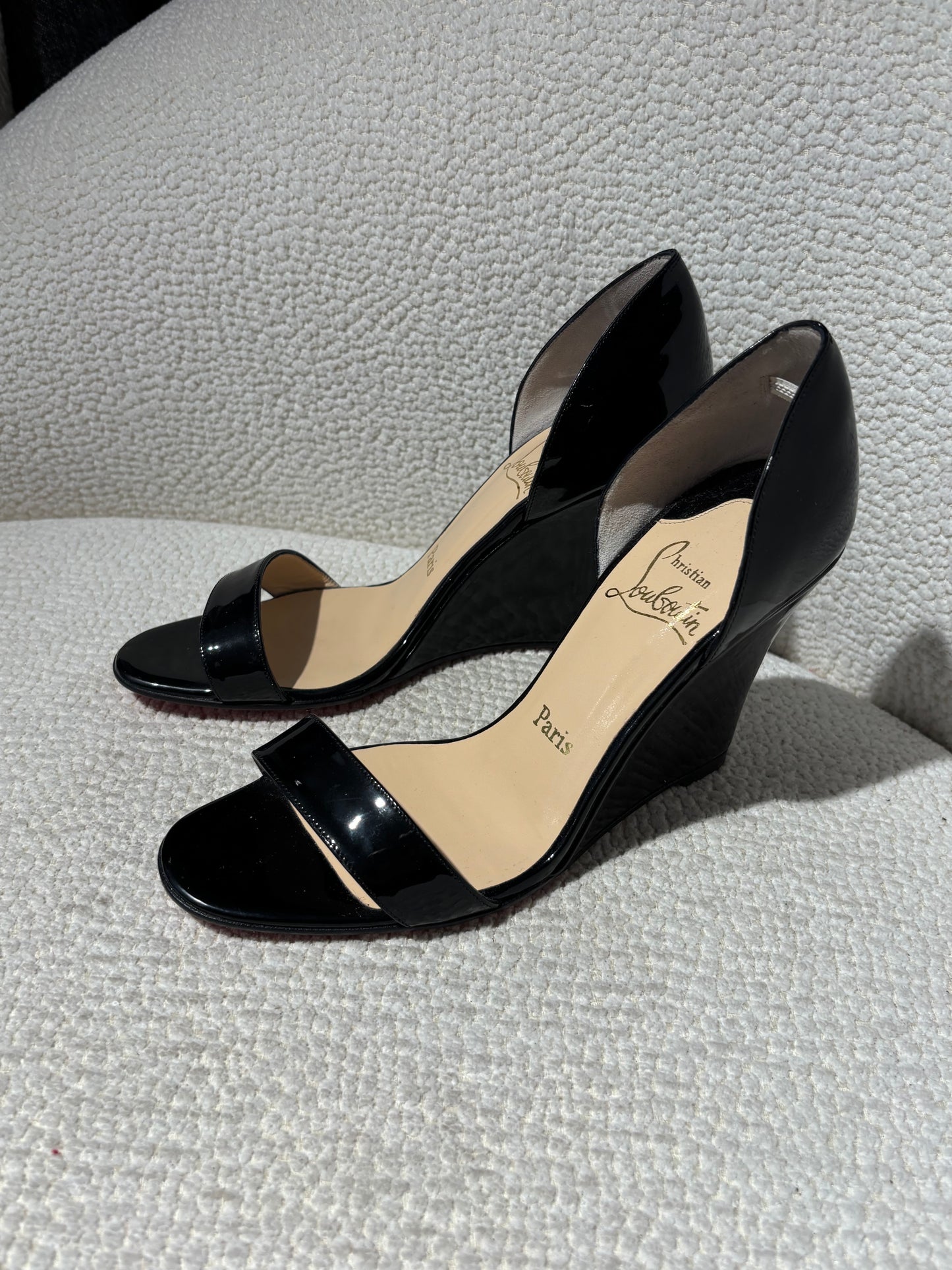 Christian Louboutin Wedge Heels – Black with Red Soles - EU 39.5
