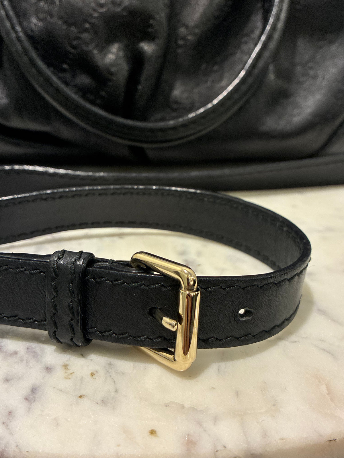 Gucci Guccissima Bag – Black Leather & Gold Hardware