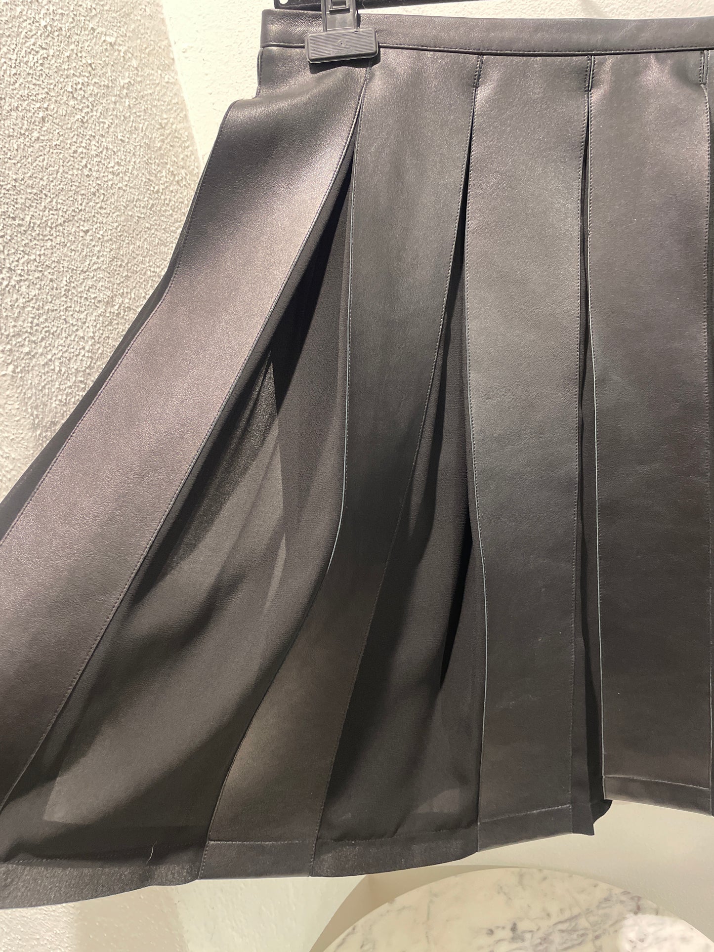Sonia Rykiel -  pleated skirt - M- lamb leather