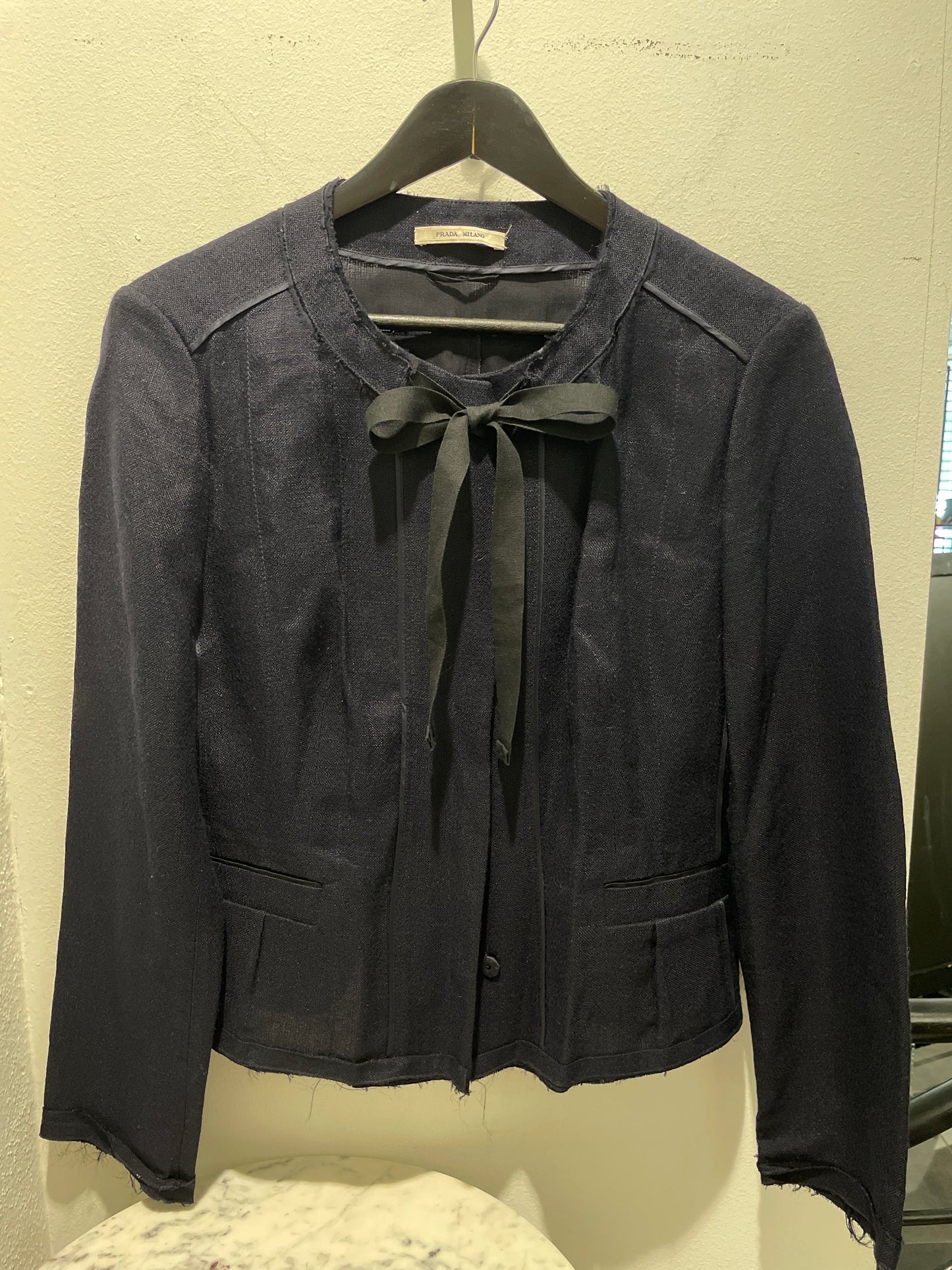 Prada Lightweight Textured Ribbon Jacket – Black – IT48/EU44