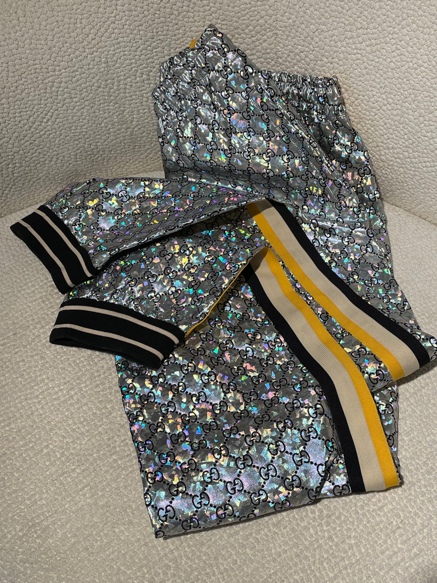Gucci - Silver monogram pants with iridescent finish - S/M