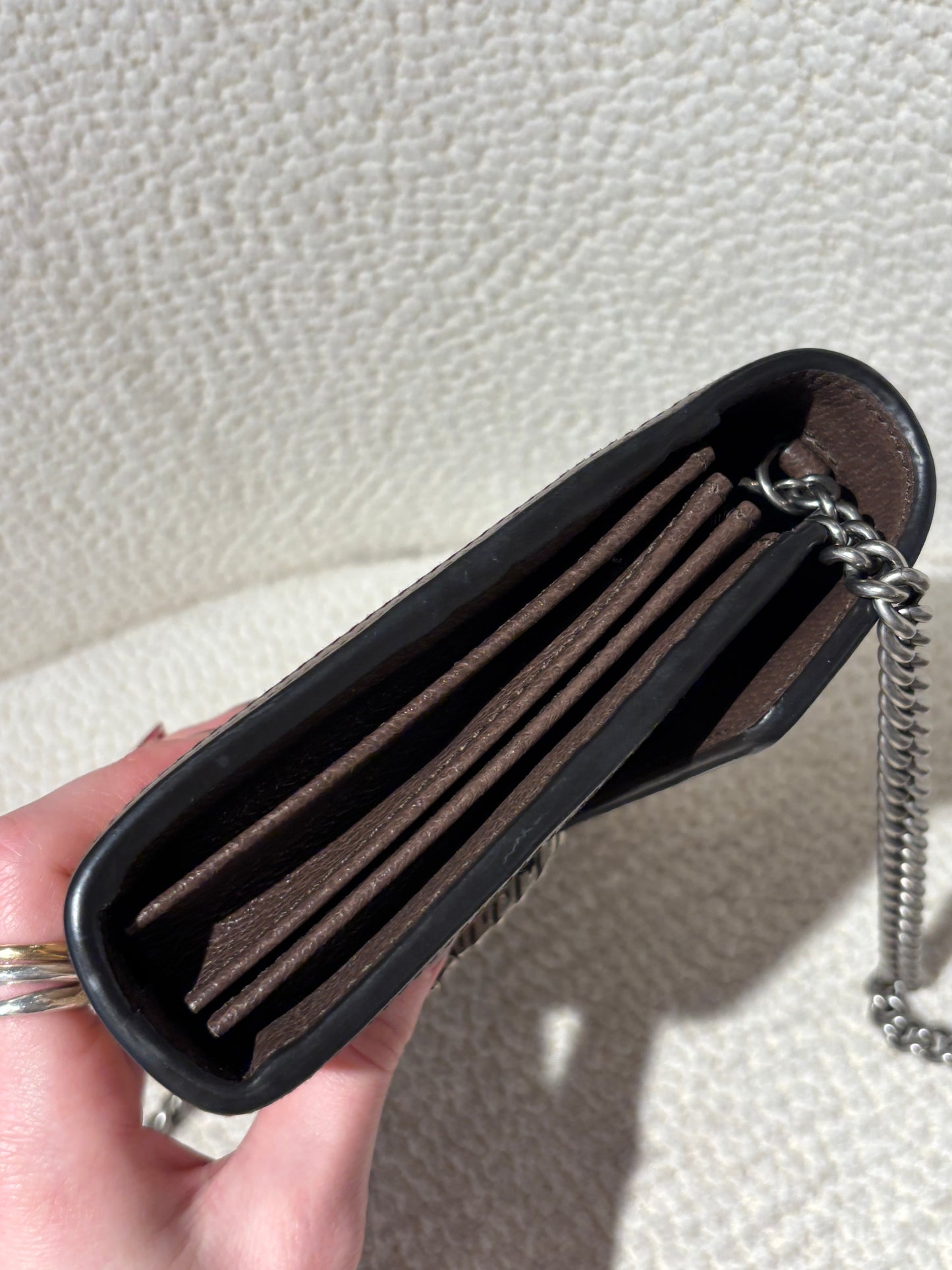 Gucci Dionysus Wallet on Chain - Brown Supreme Canvas & Silver Hardware