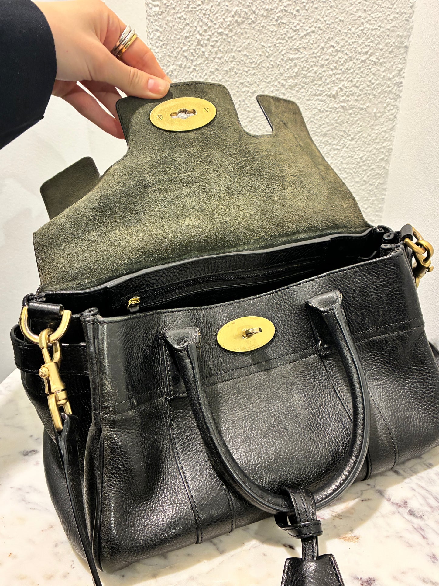 Mulberry Small Bayswater Satchel - Black Calfskin & Gold Hardware