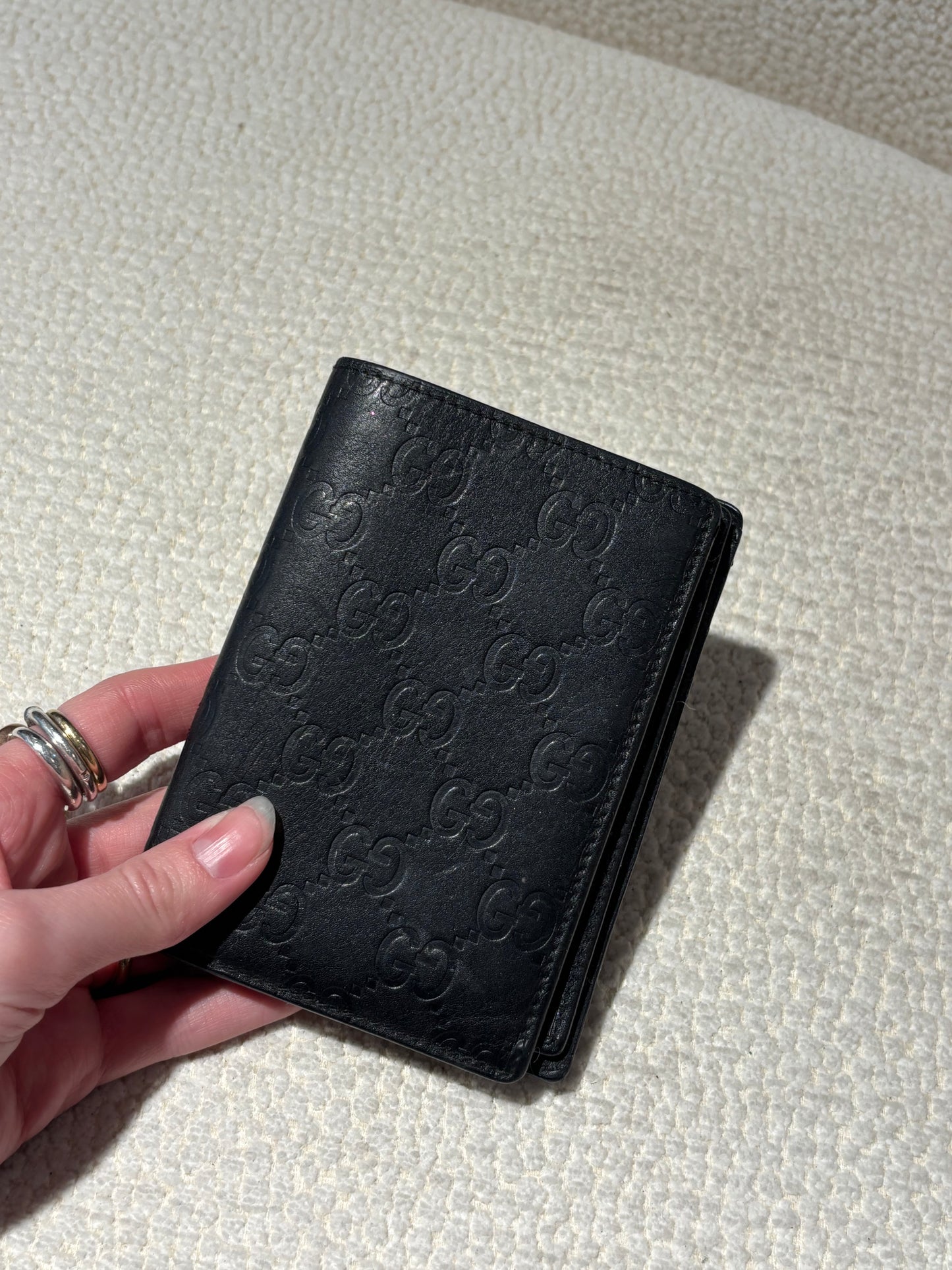 Gucci Wallet – Black Leather with Embossed Monogram