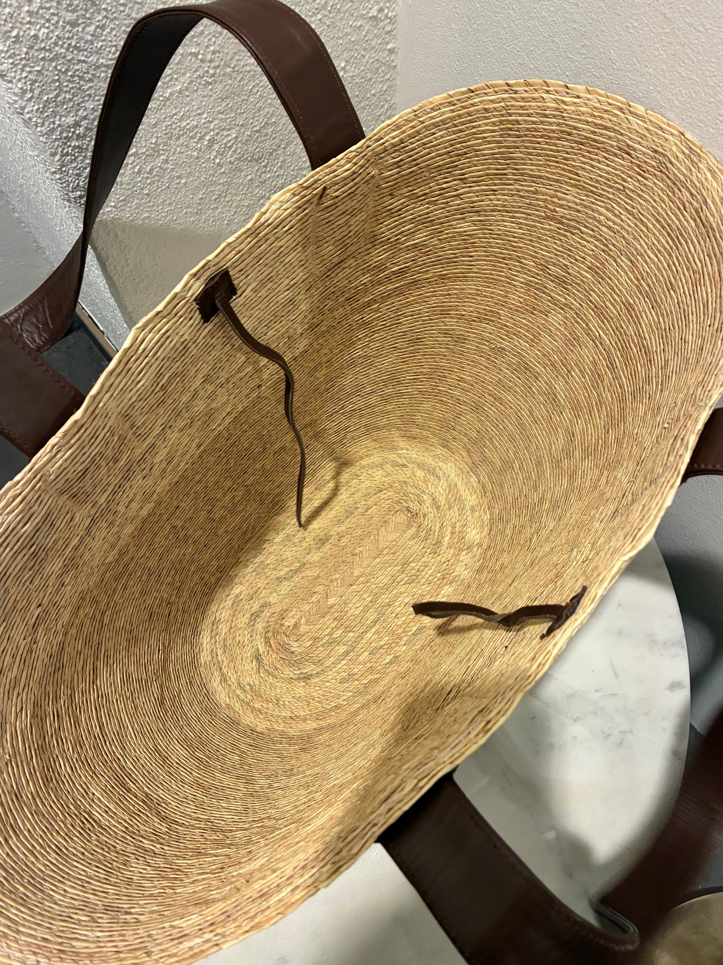 Altuzarra Raffia Tote – Raffia with Brown Logo Text