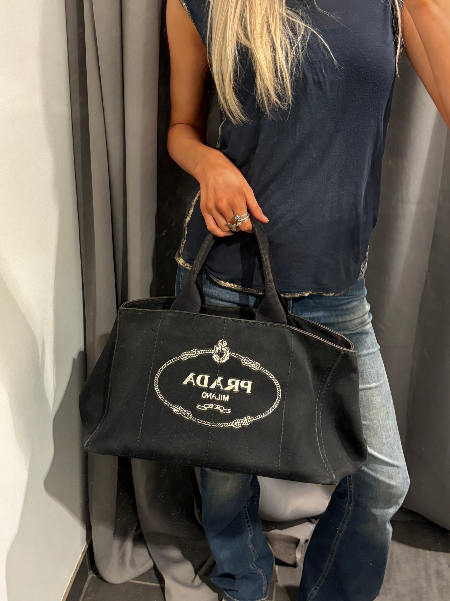 Prada - Canapa Tote - Black Canvas