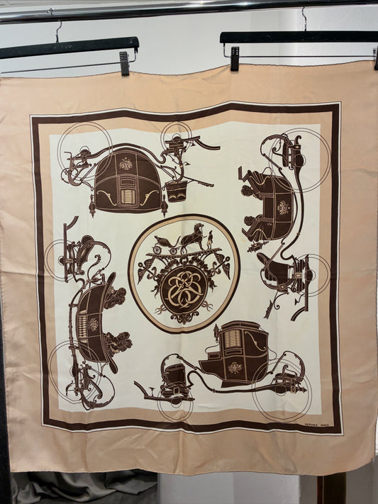 Hermès Silk Scarf – Beige & Brown