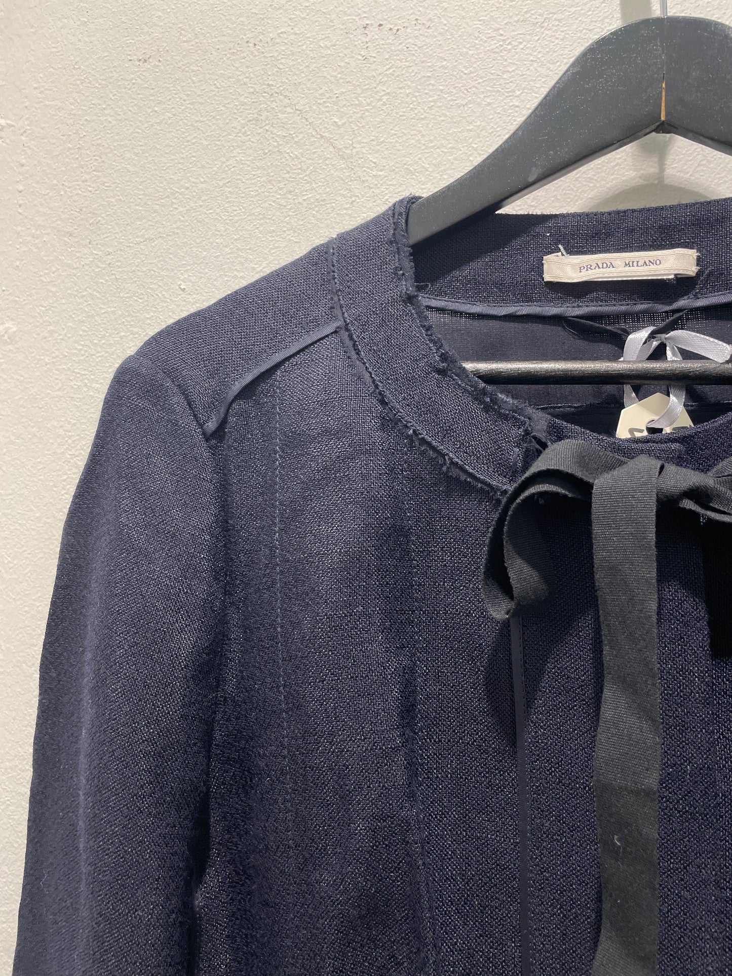 Prada Lightweight Textured Ribbon Jacket – Navy – IT48/EU44