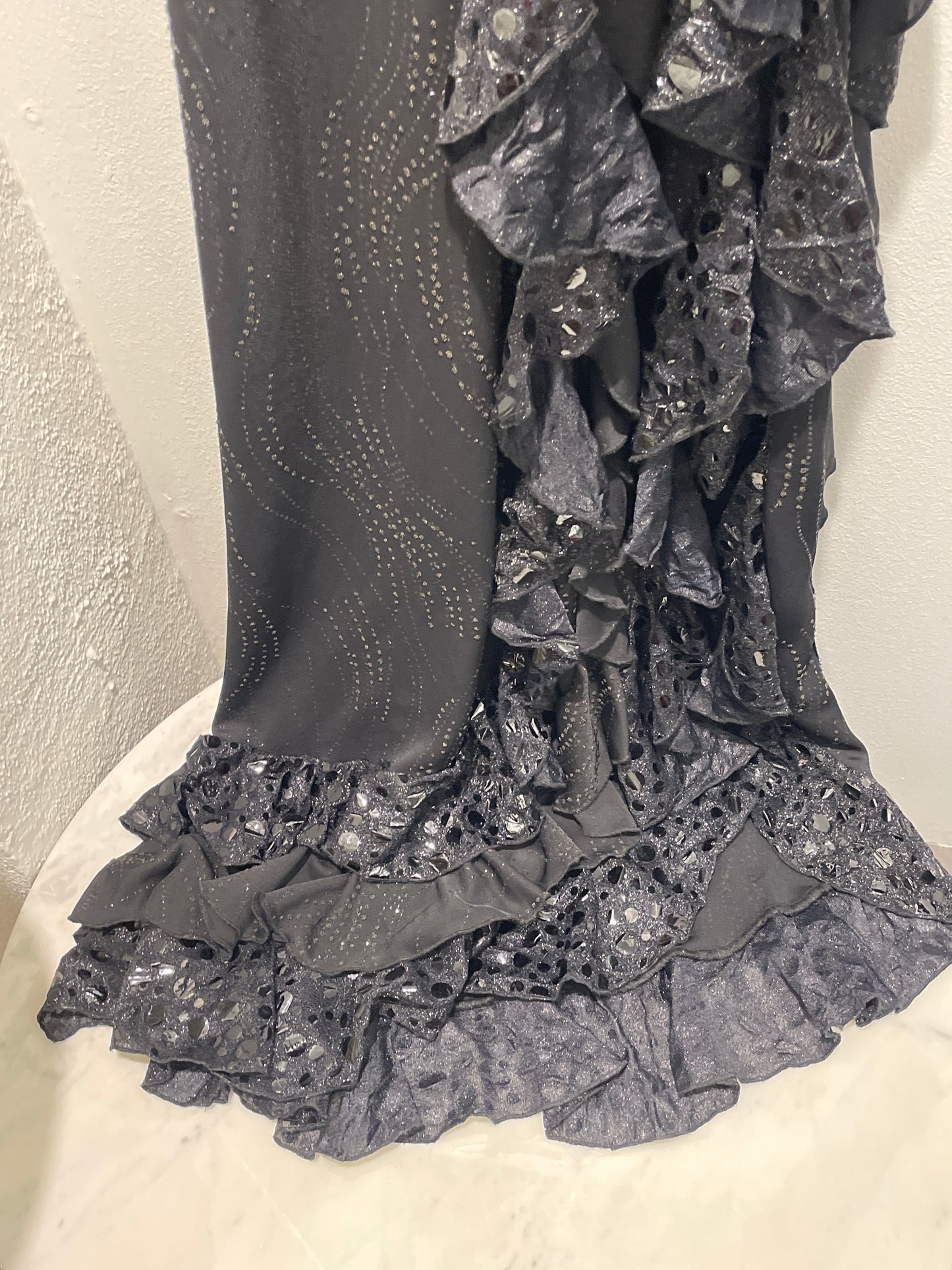Liberta dress – Black sheer maxi dress with ruffles - S/M