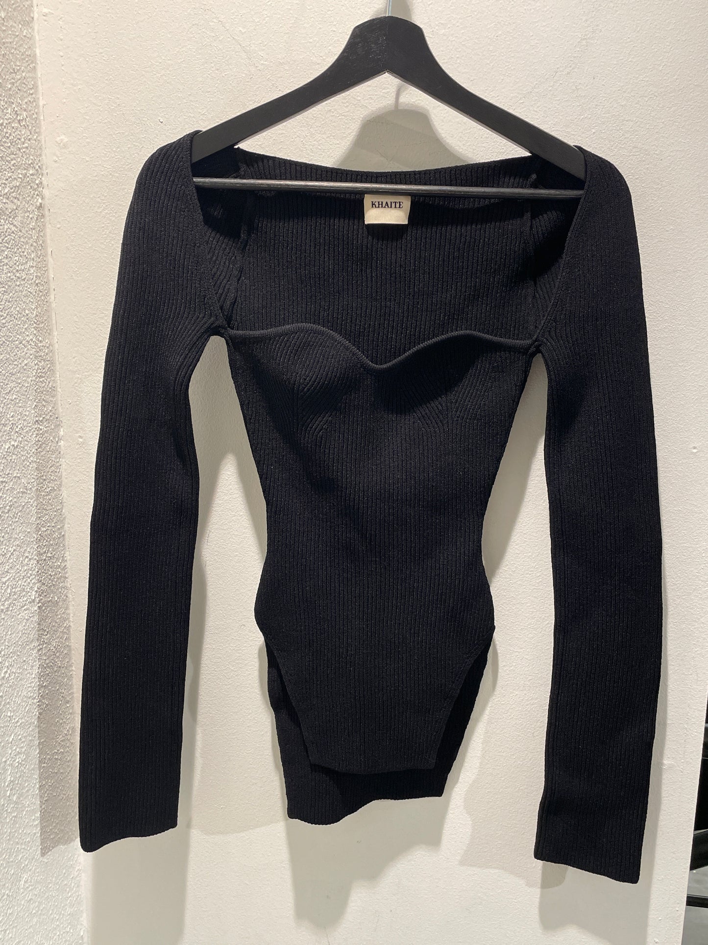 Khaite - Maddy Ribbed Knit top/bodysuit - Black - XS - Medina’s Wardrobe