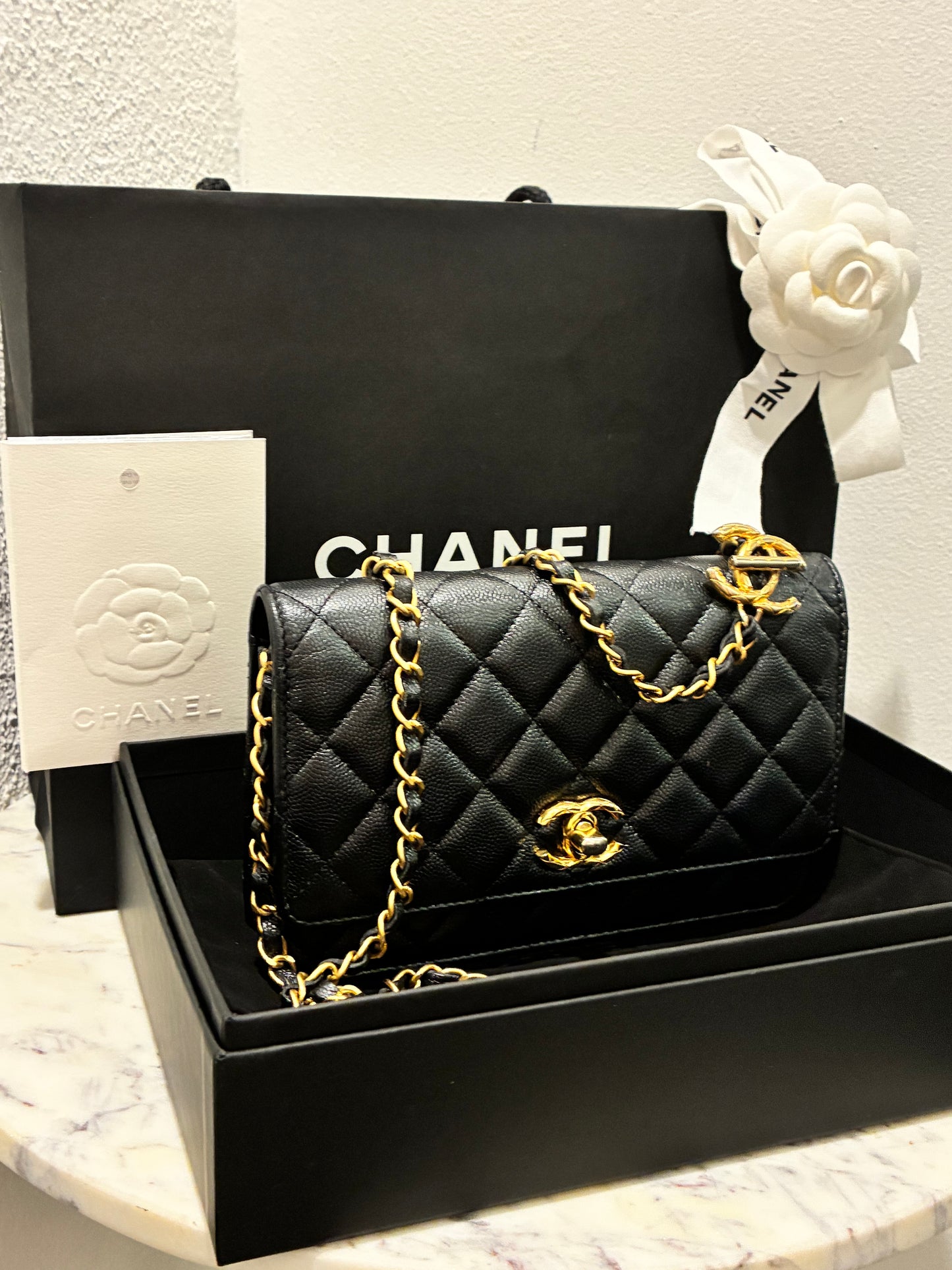 Chanel Wallet on Chain - Black Caviar & Gold Hardware - 23B 2023 - FULL SET!