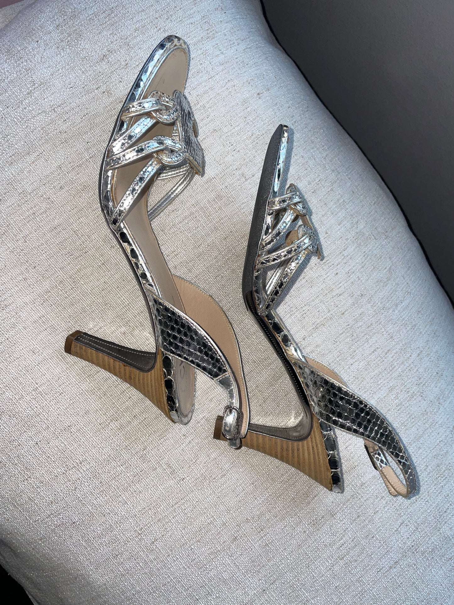 Chanel - heels - Ægte Python - Silver - 38