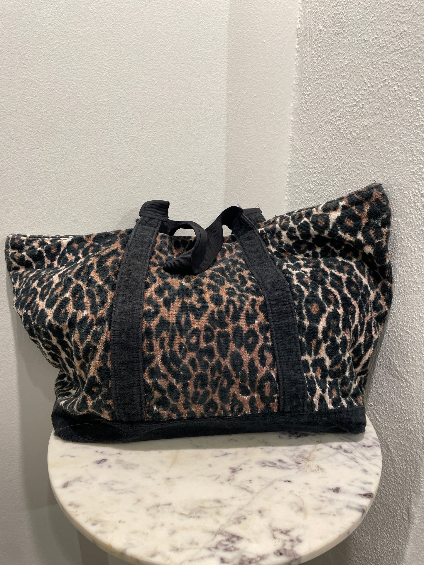 Dolce & Gabbana Beach Line Leopard Print Terry Cloth Beach Bag