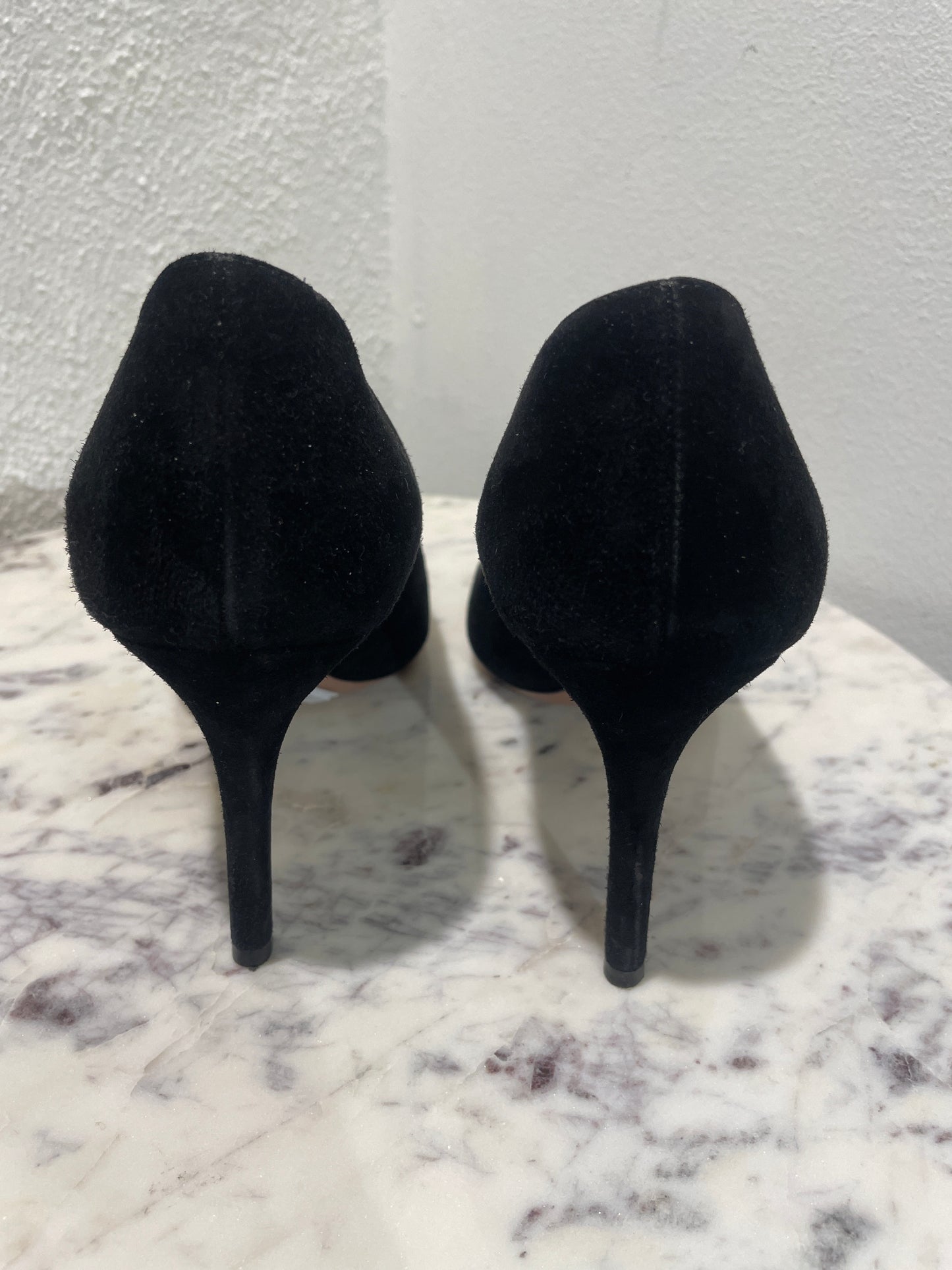 Classic Prada Black Suede Pointed-Toe Stiletto Pumps - 37