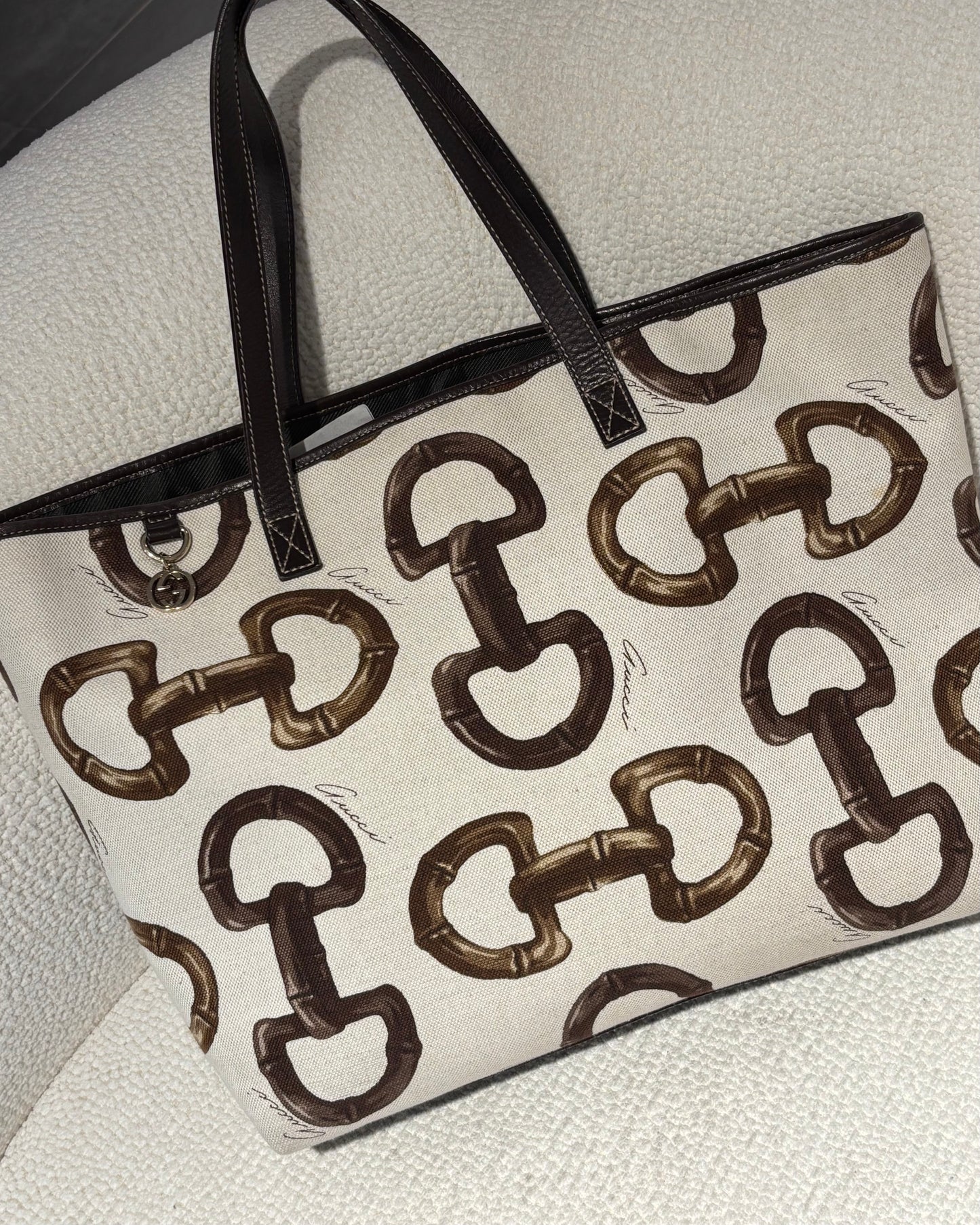Gucci Tote - Canvas & Leather with Horsebit Details & Logo