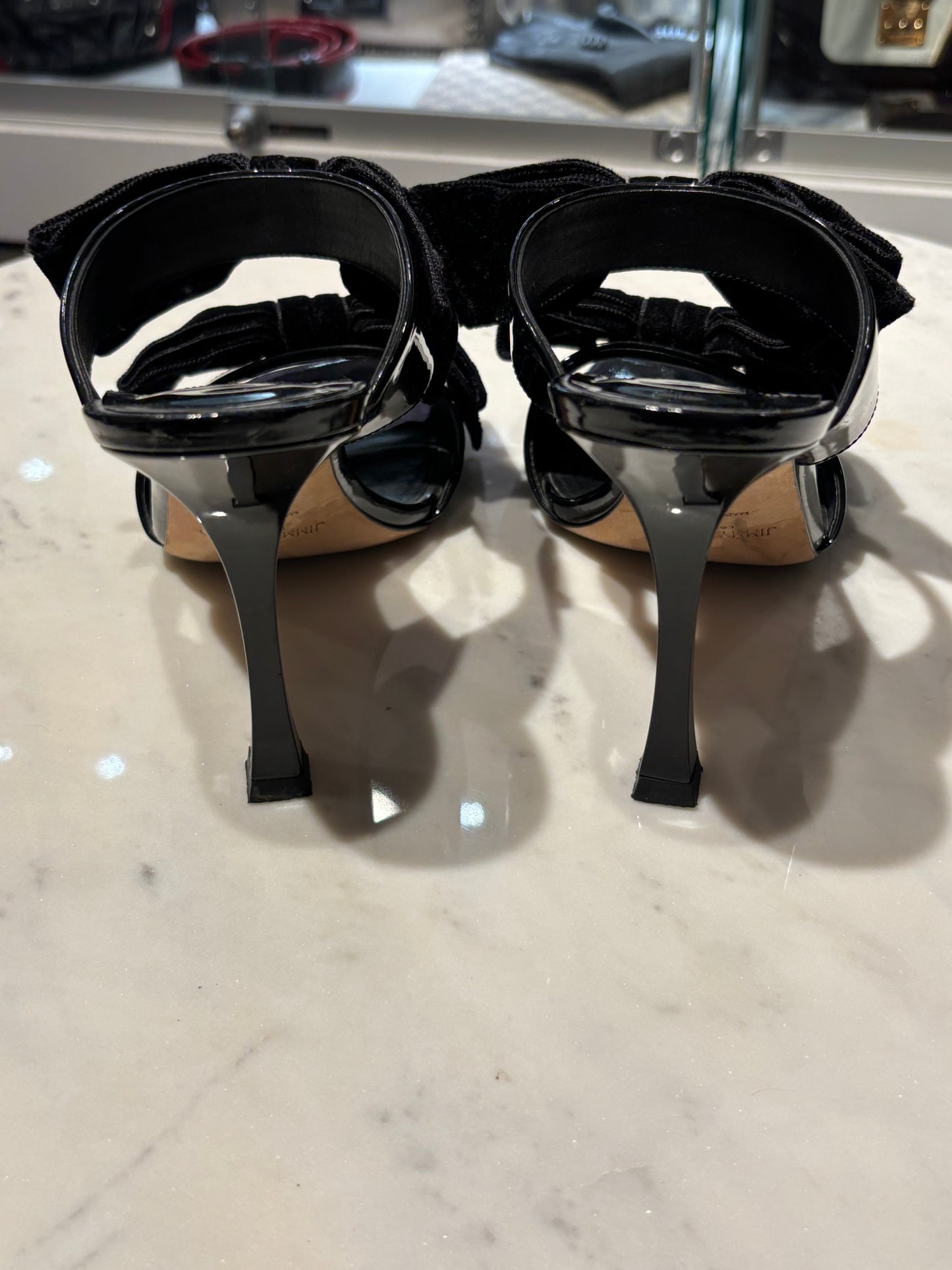Jimmy Choo - Heeled Sandals - Bow in Black - 39 - Medina’s Wardrobe