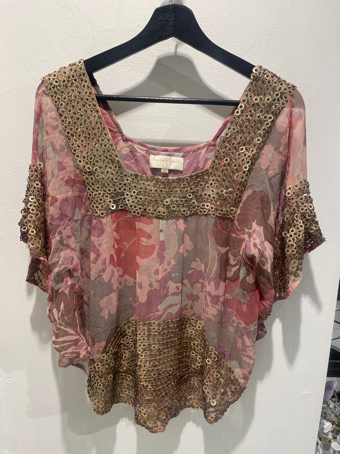 Pureheart - pure silk sequin top -  EU40