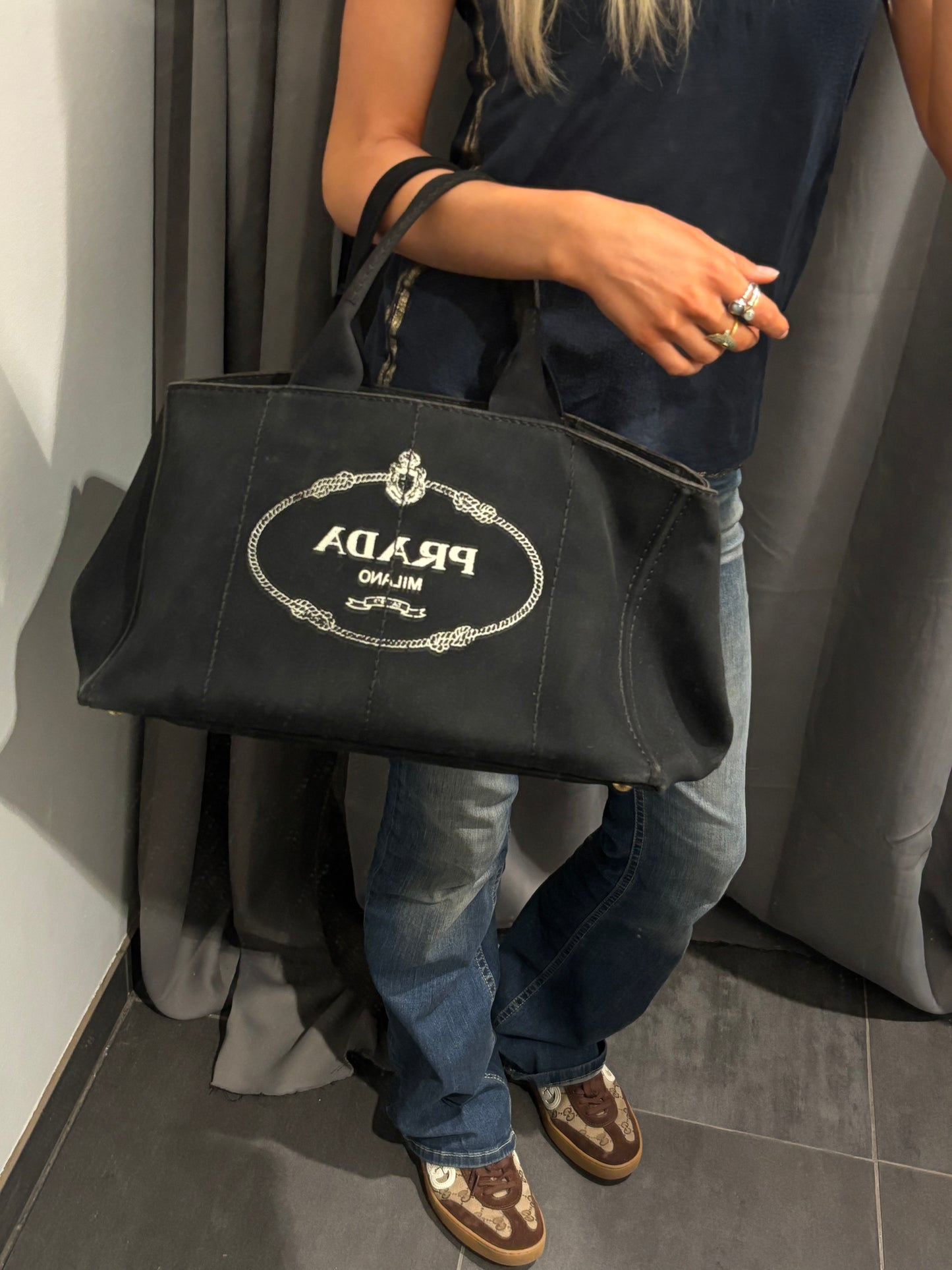 Prada - Canapa Tote - Black Canvas