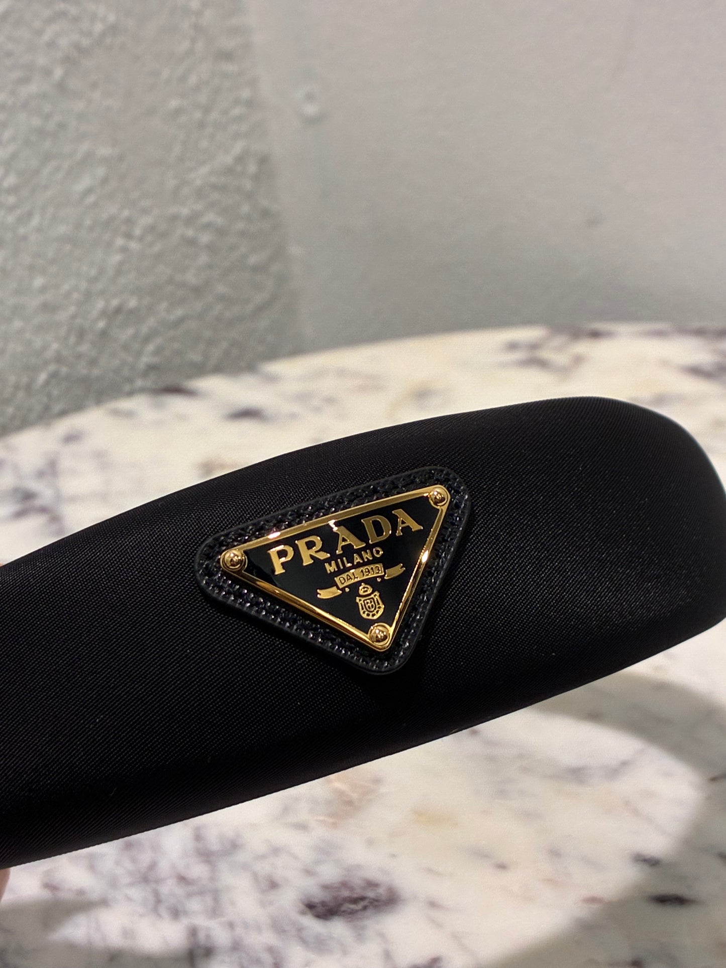 Prada Headband - Black with Silver Logo